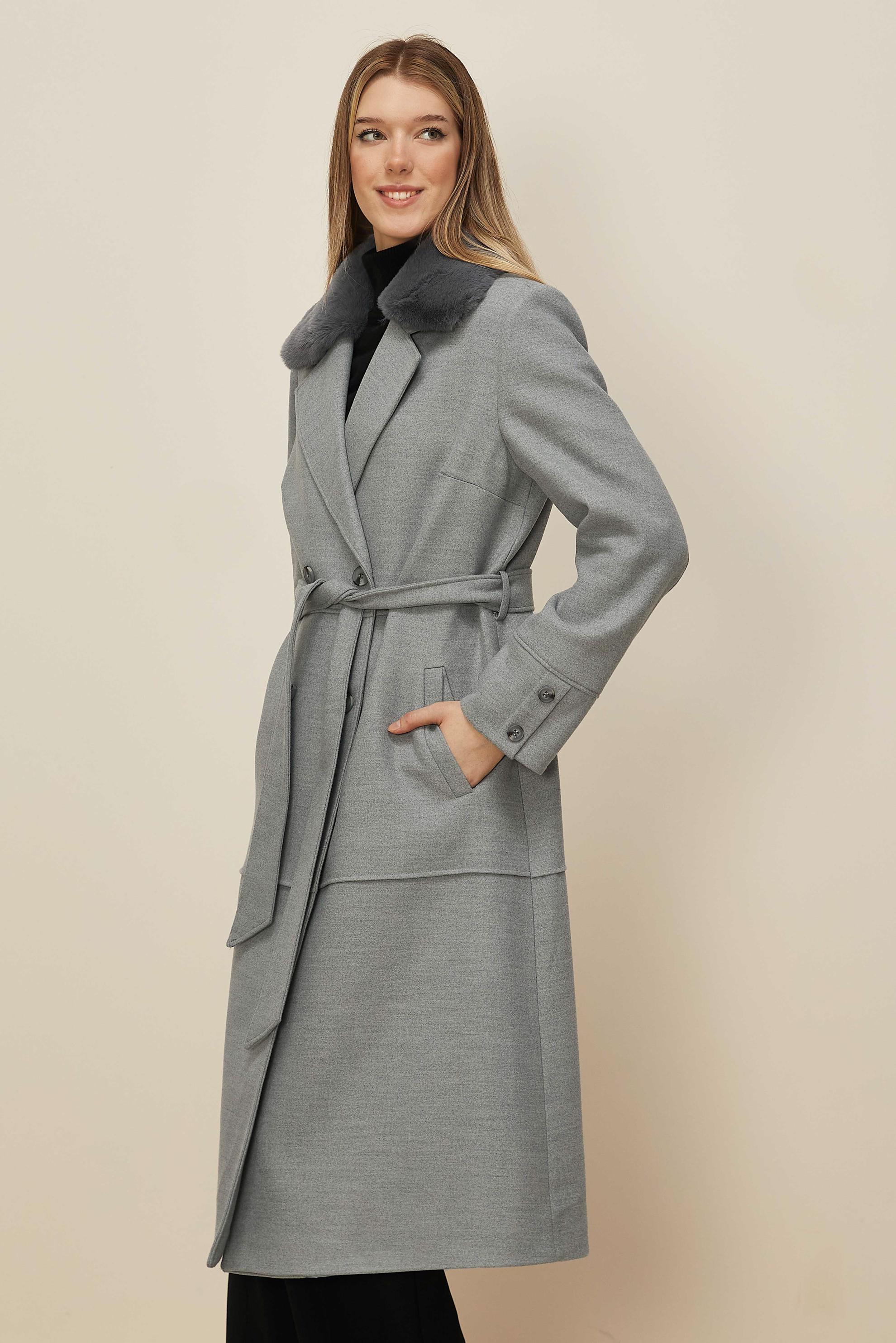 Tesettür giyim GRİ 90631 WİNTER ALMEDA KABAN 42-48 TEK 40