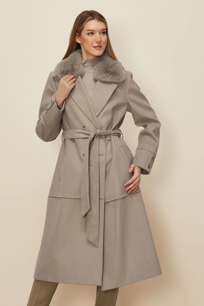 Tesettür giyim KAHVE 90631 WİNTER ALMEDA KABAN 42-48 TEK 40 - ALVİNA