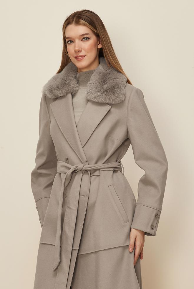 Tesettür giyim KAHVE 90631 WİNTER ALMEDA KABAN 42-48 TEK 40 - ALVİNA