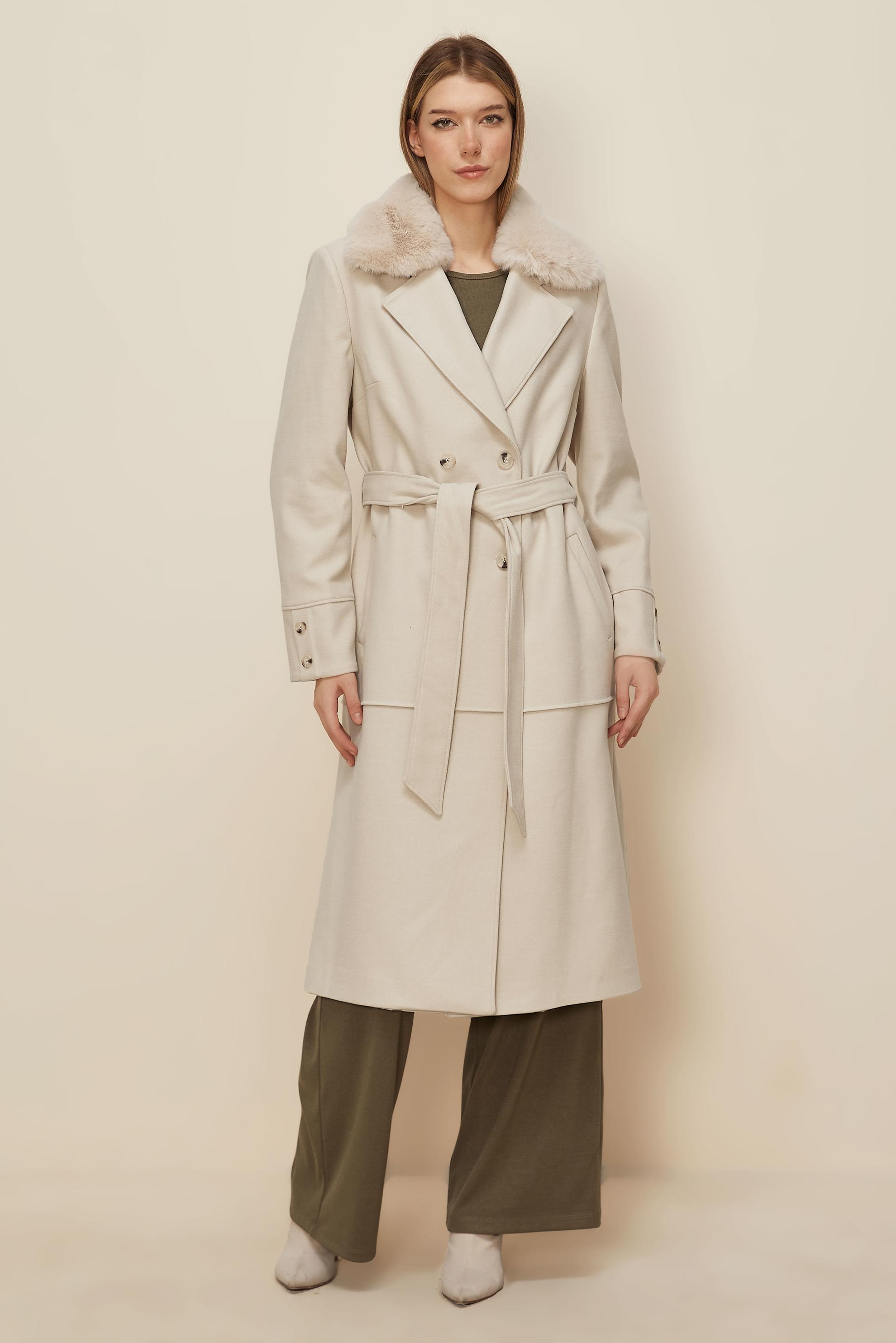 Tesettür giyim EKRU 90631 WİNTER ALMEDA KABAN 42-48 TEK 40