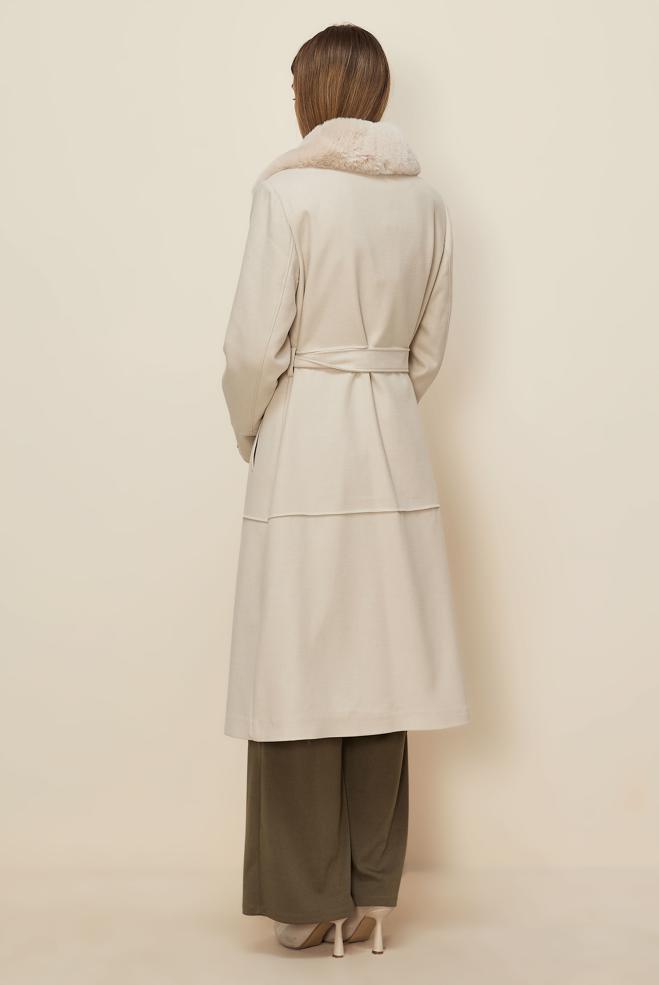 Tesettür giyim EKRU 90631 WİNTER ALMEDA KABAN 42-48 TEK 40 - ALVİNA