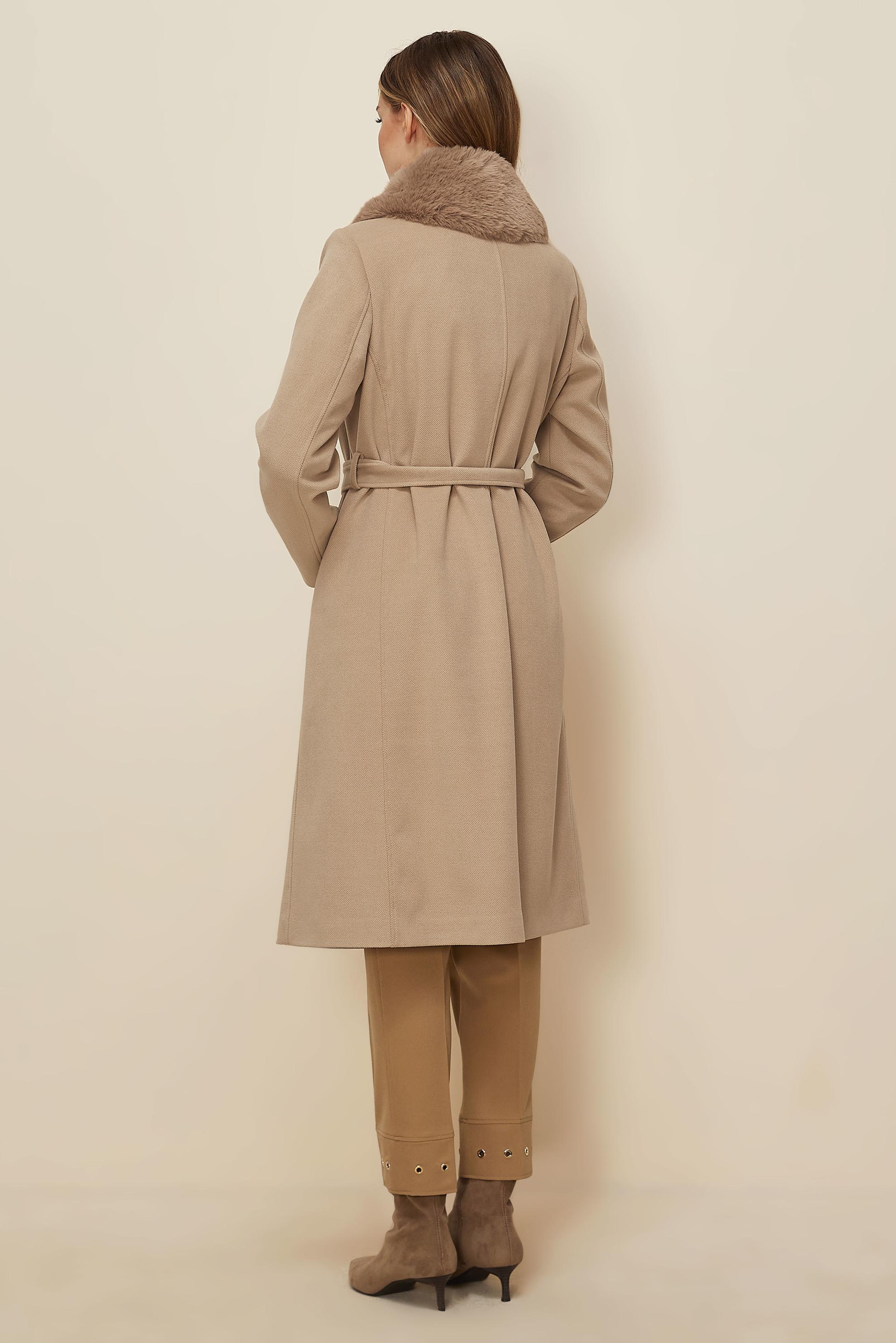 Tesettür giyim KAHVE KUŞAKLI KAŞE KABAN 90633