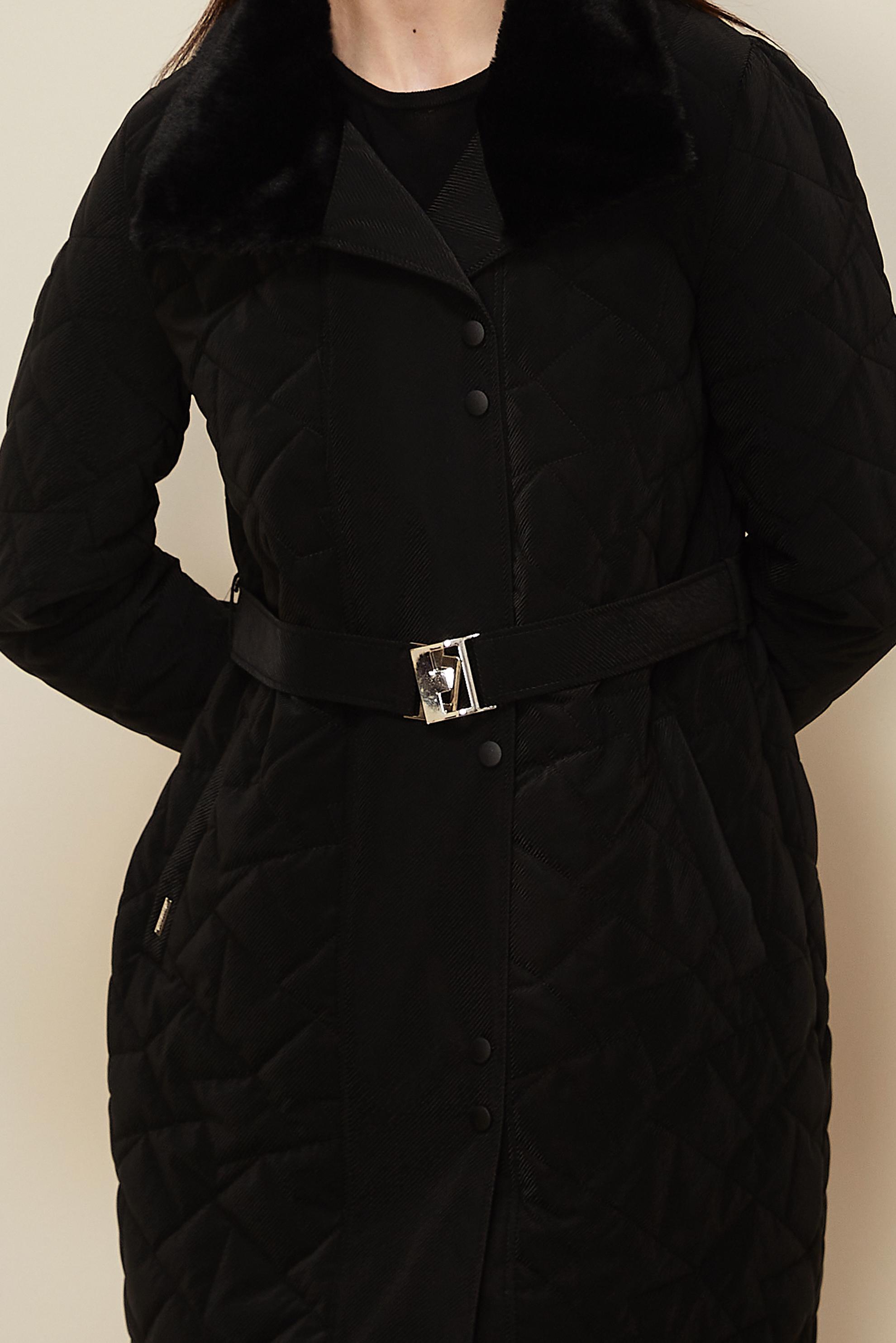 Tesettür giyim SİYAH KEMERLİ KAPİTONE KABAN 90634