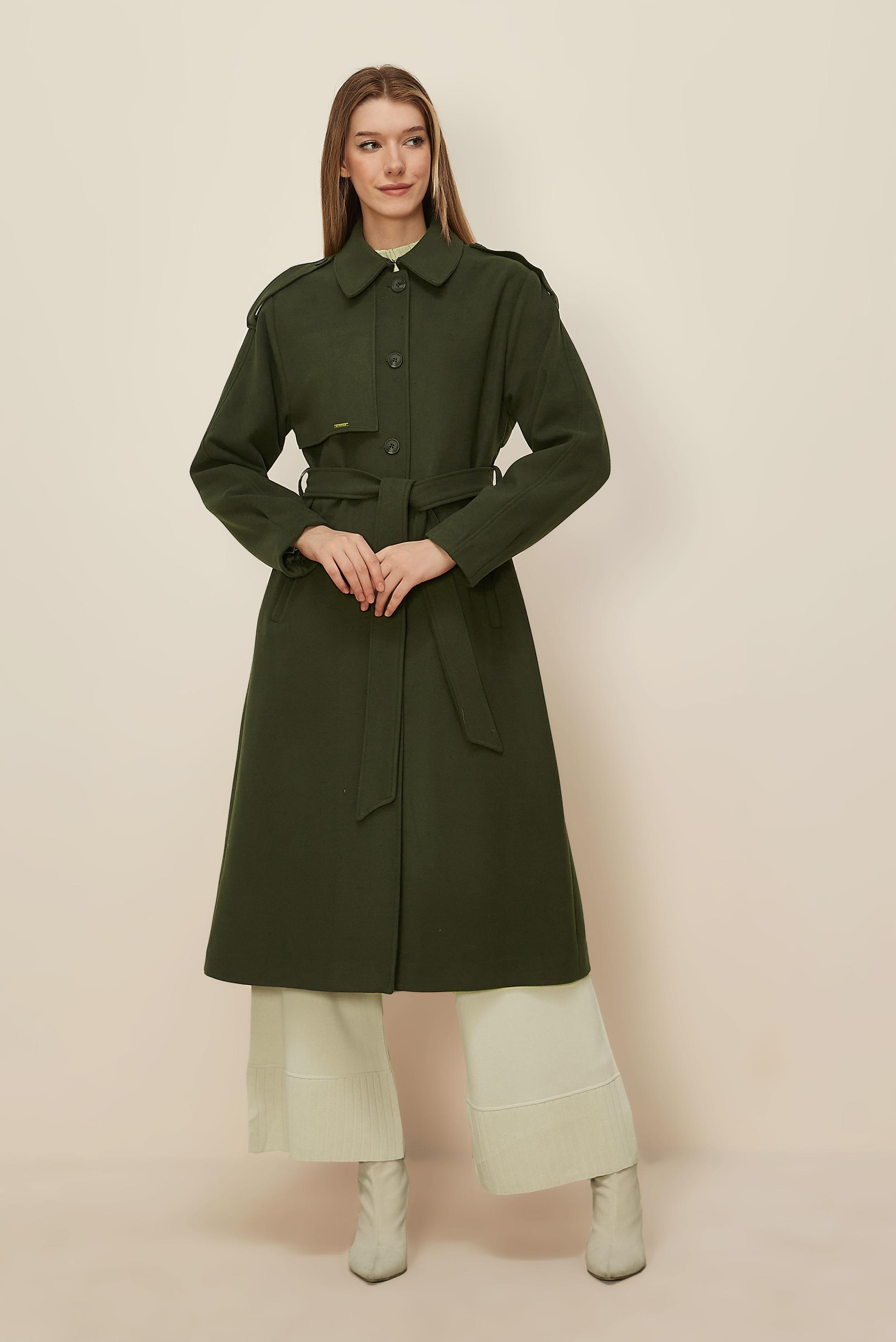 Tesettür giyim HAKİ KAŞE KABAN 90637