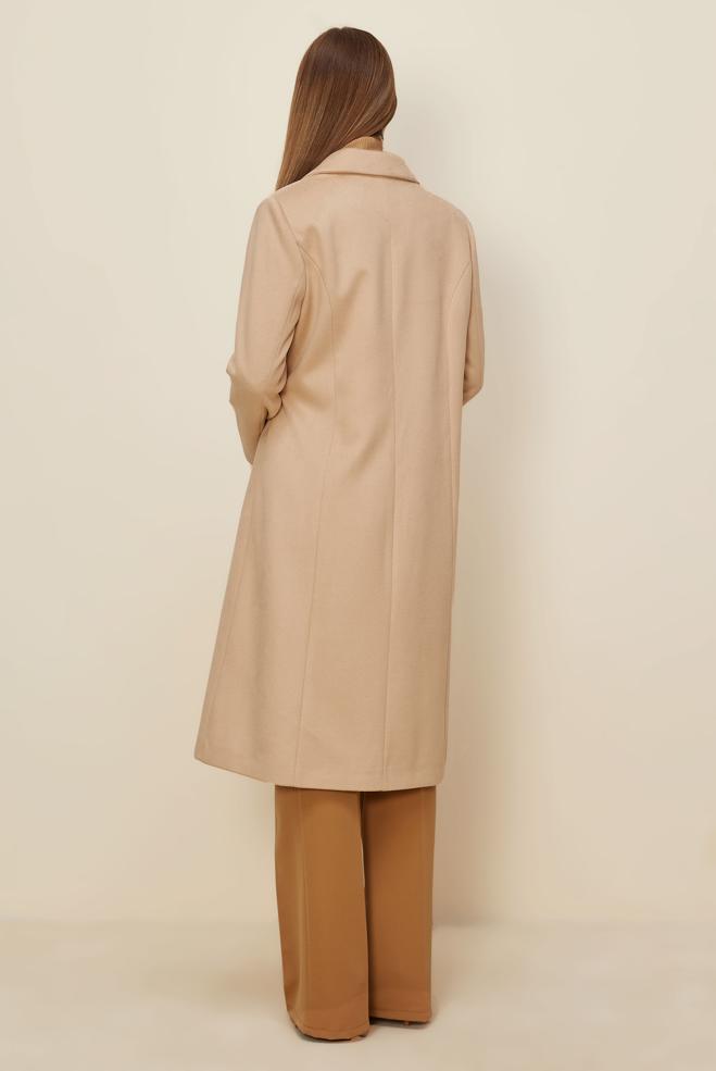 Tesettür giyim BEJ KEMERLİ KAŞE KABAN 90639 - ALVİNA