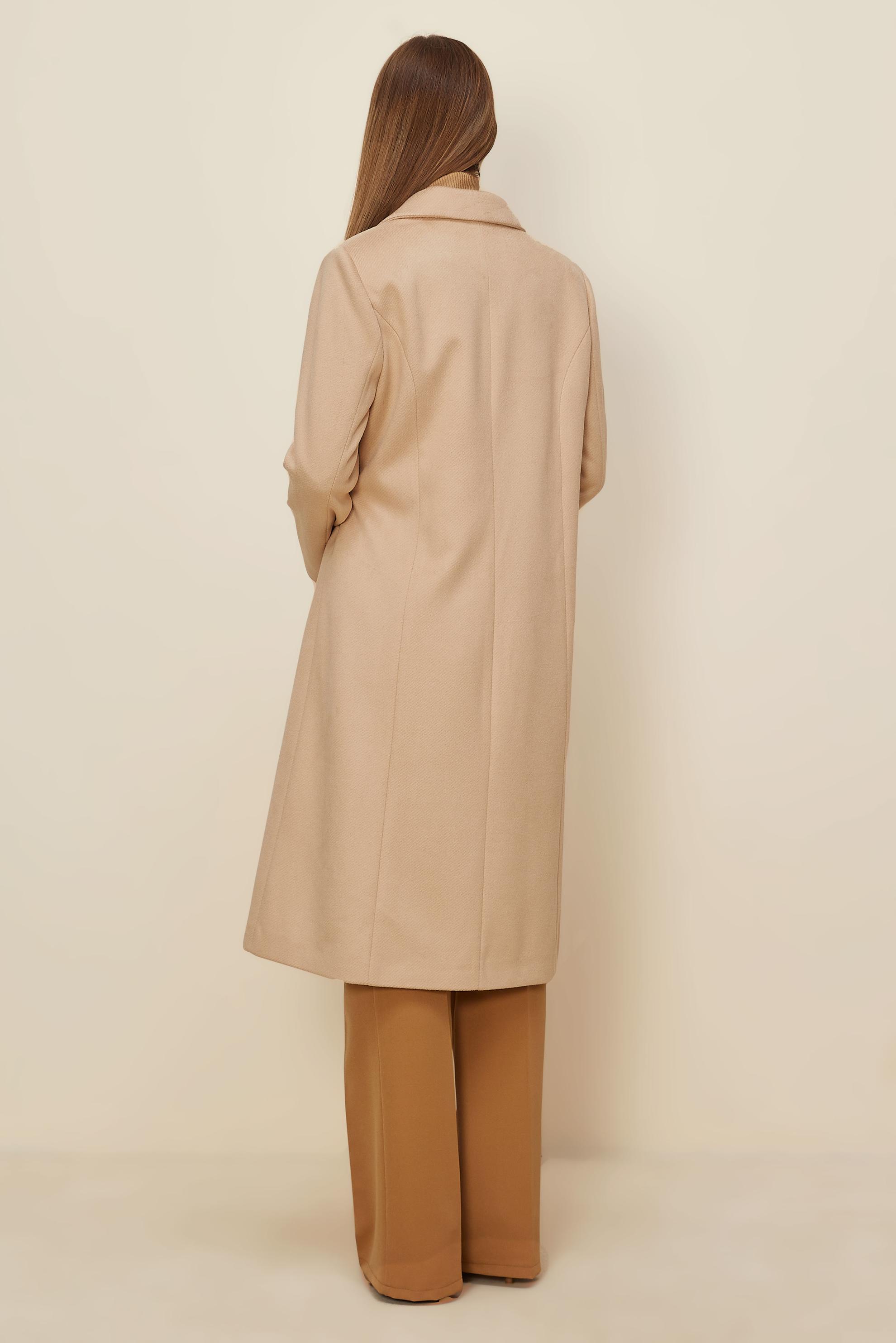 Tesettür giyim BEJ KEMERLİ KAŞE KABAN 90639