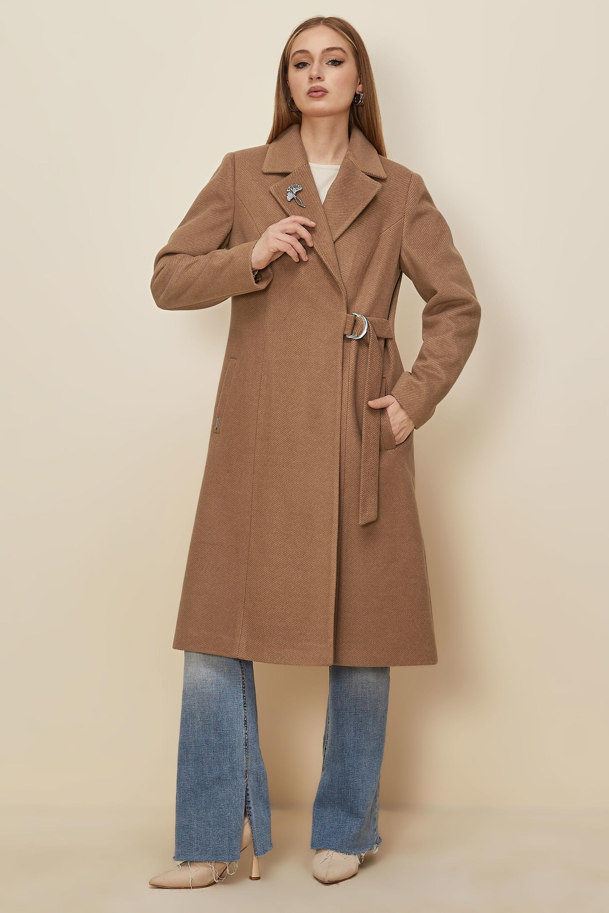 Hijab clothing BROWN BELTED CACHE COAT 90639