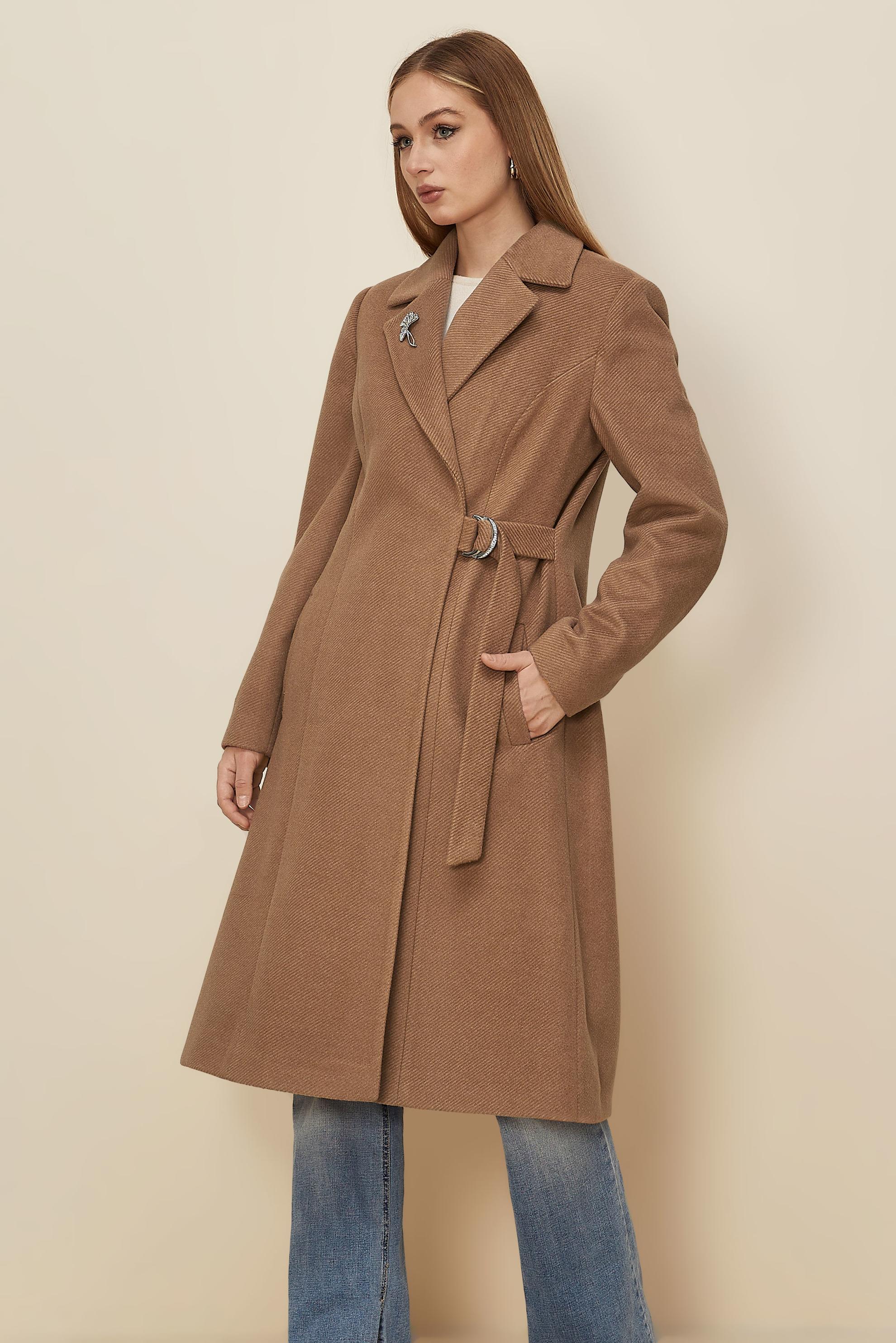 Hijab clothing BROWN BELTED CACHE COAT 90639