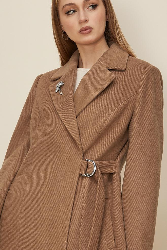 Hijab clothing BROWN BELTED CACHE COAT 90639 - ALVİNA