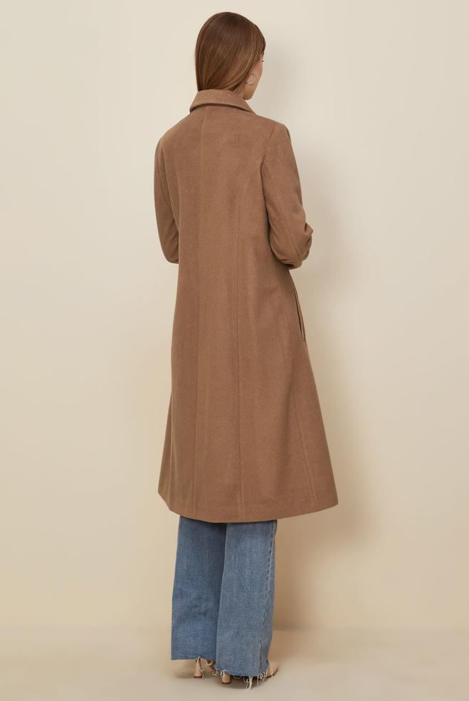 Hijab clothing BROWN BELTED CACHE COAT 90639 - ALVİNA