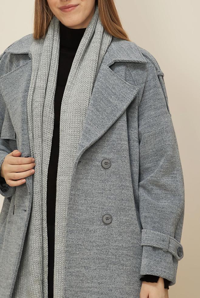 Tesettür giyim GRİ KAŞE KABAN 90640 - ALVİNA