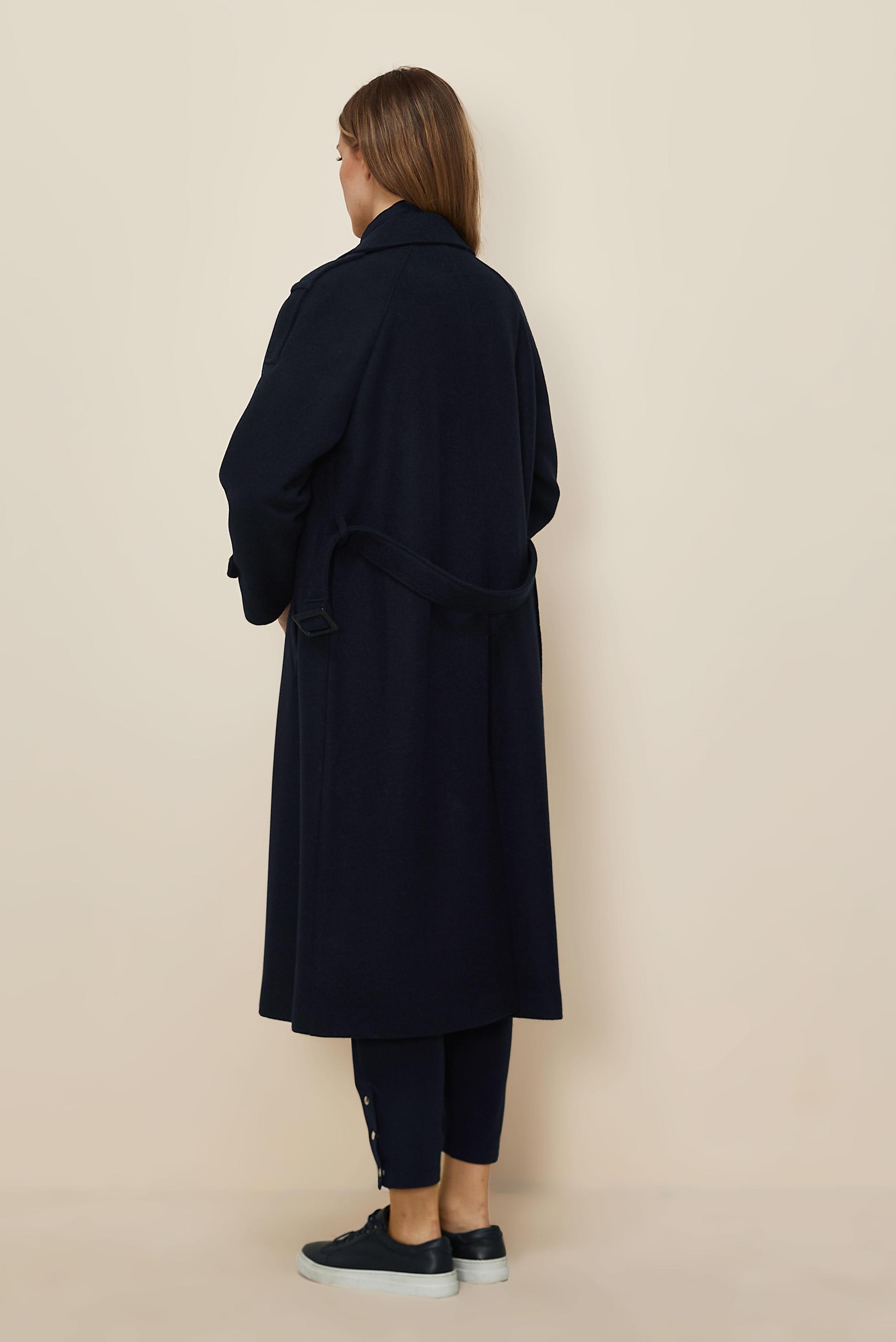 Tesettür giyim LACİVERT KEMERLİ KAŞE KABAN 90640