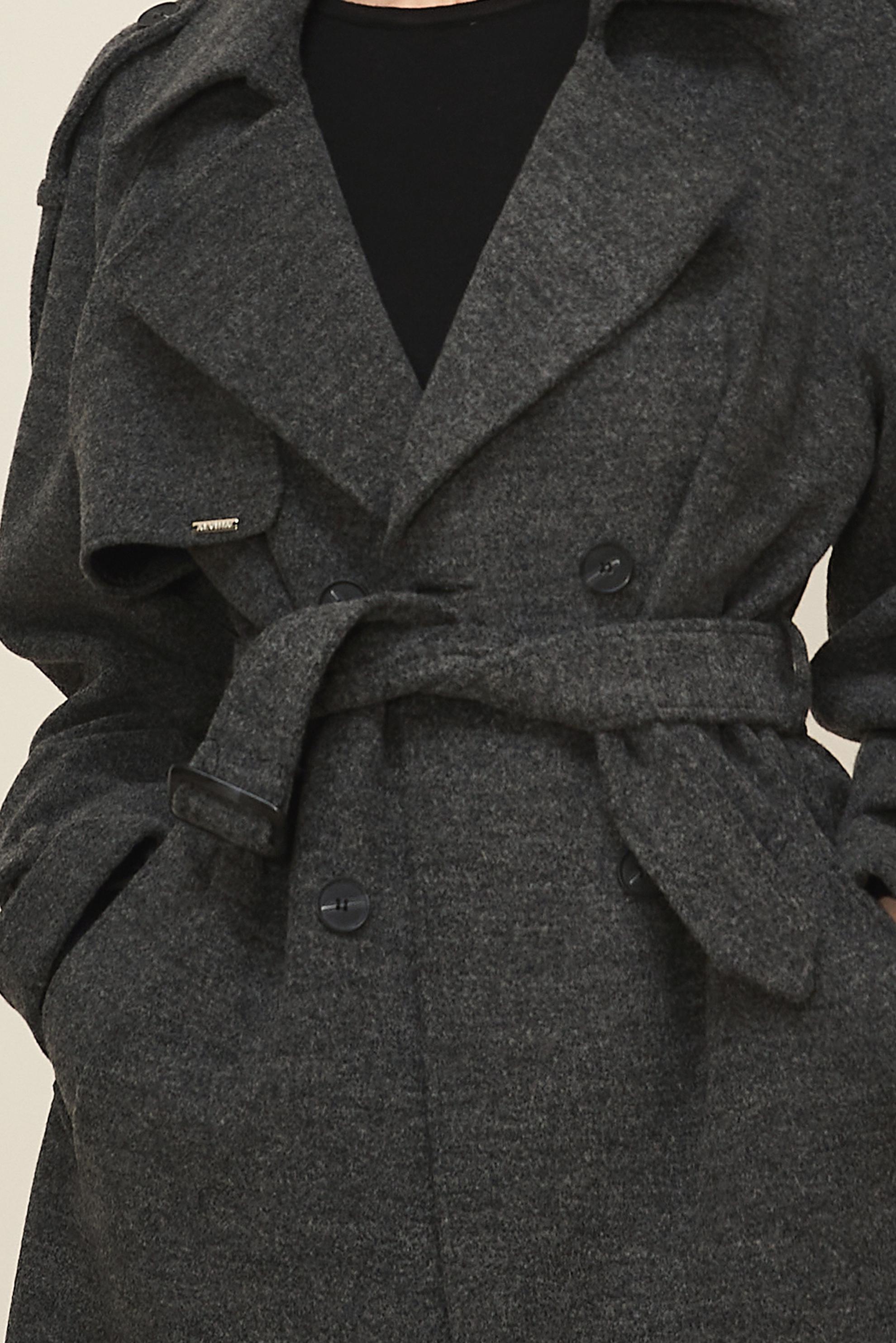 Hijab clothing GREY BELTED CACHE COAT 90640