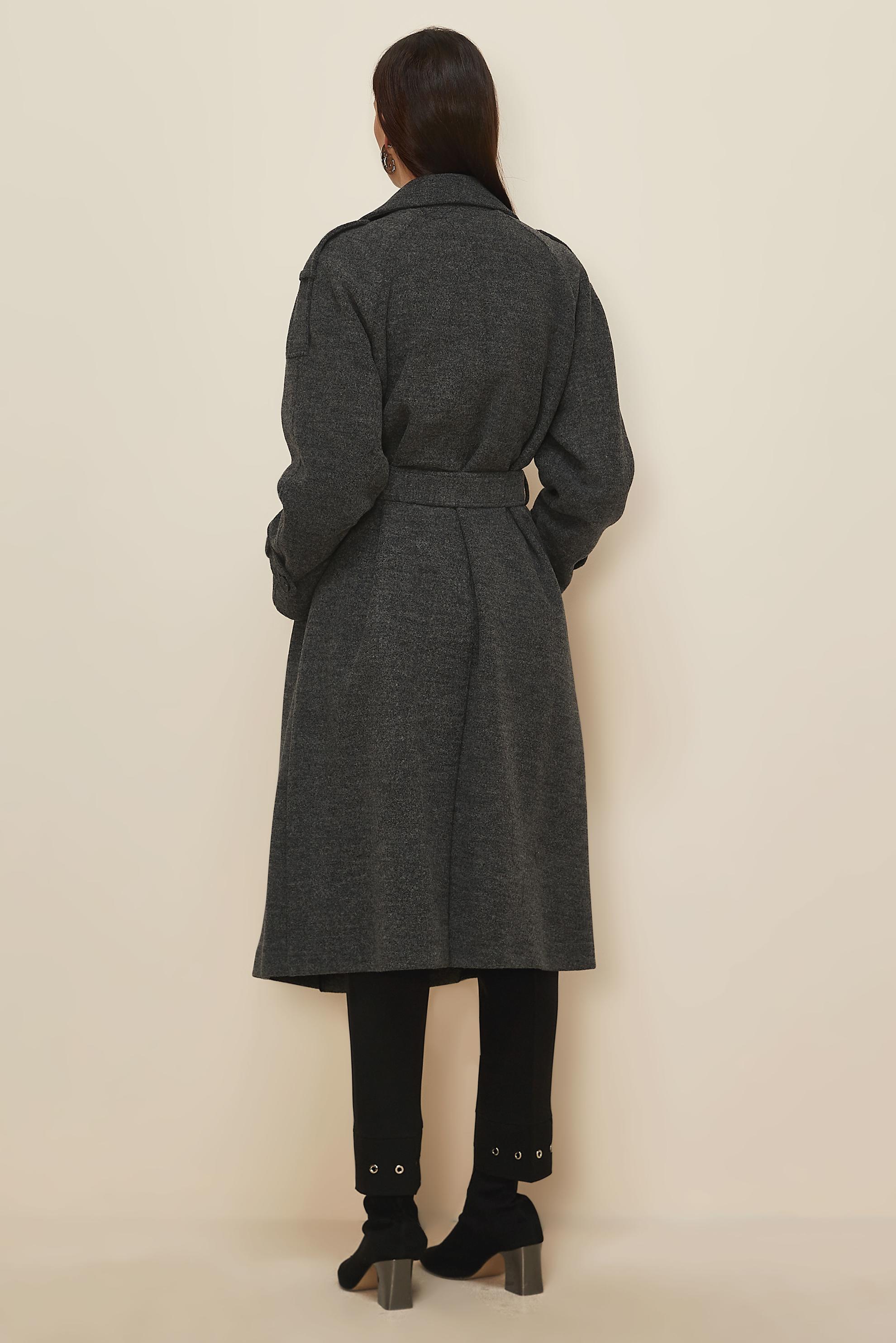 Hijab clothing GREY BELTED CACHE COAT 90640