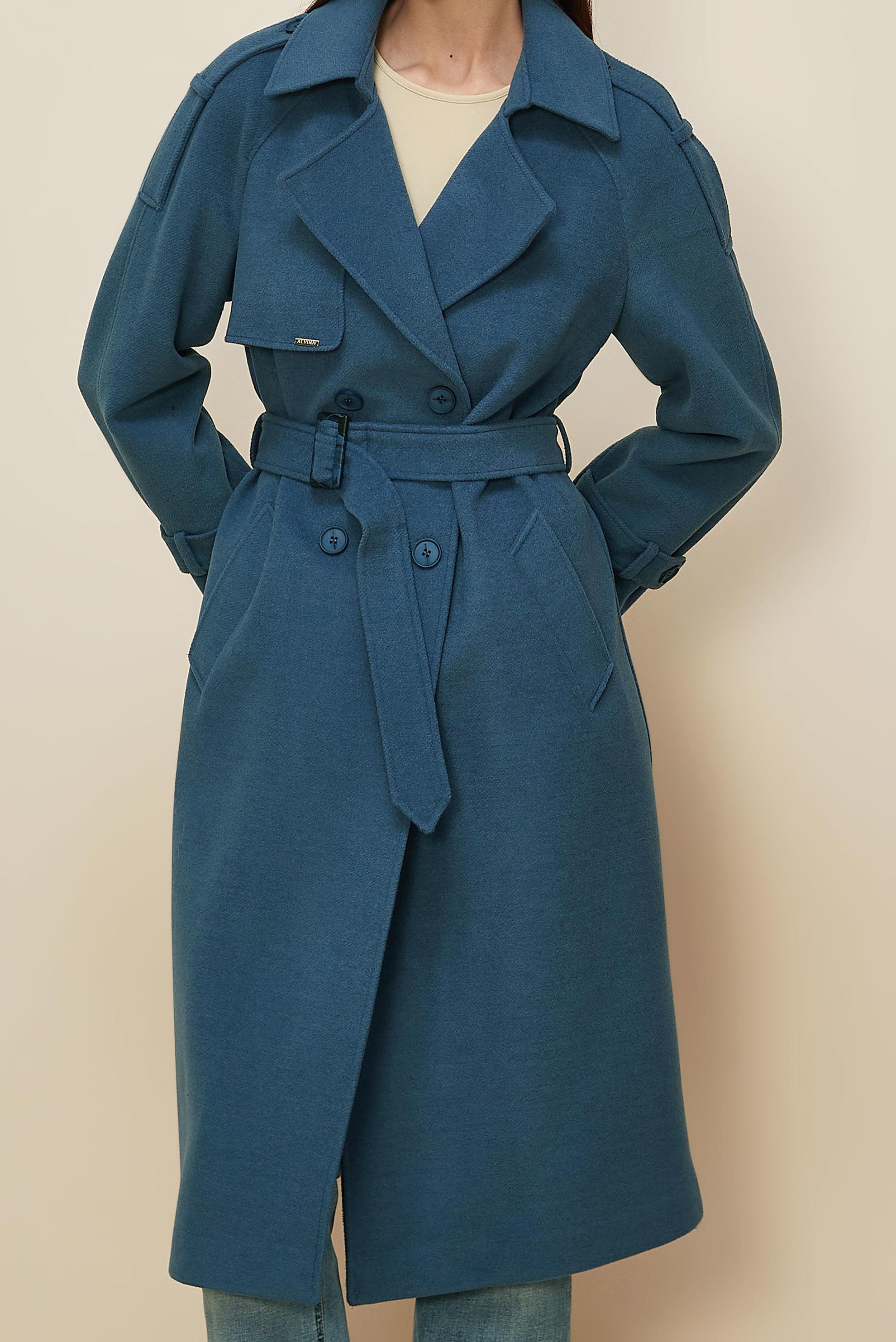 Tesettür giyim LACİVERT KEMERLİ KAŞE KABAN 90640