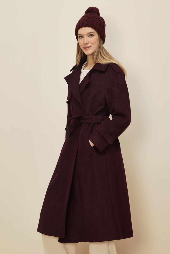 Tesettür giyim BORDO KAŞE KABAN 90640 - ALVİNA