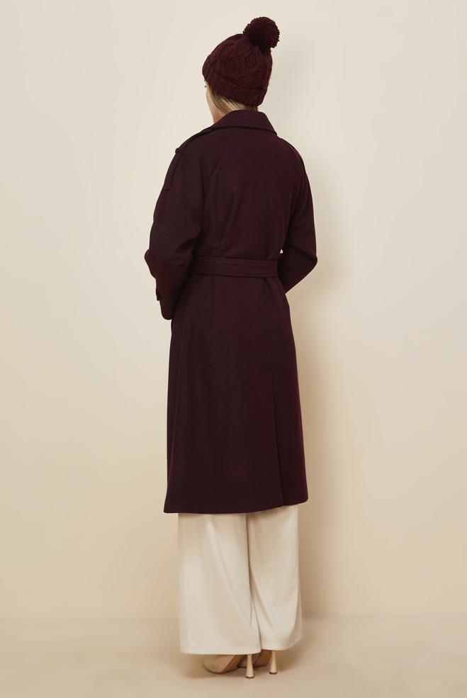 Tesettür giyim BORDO KAŞE KABAN 90640 - ALVİNA