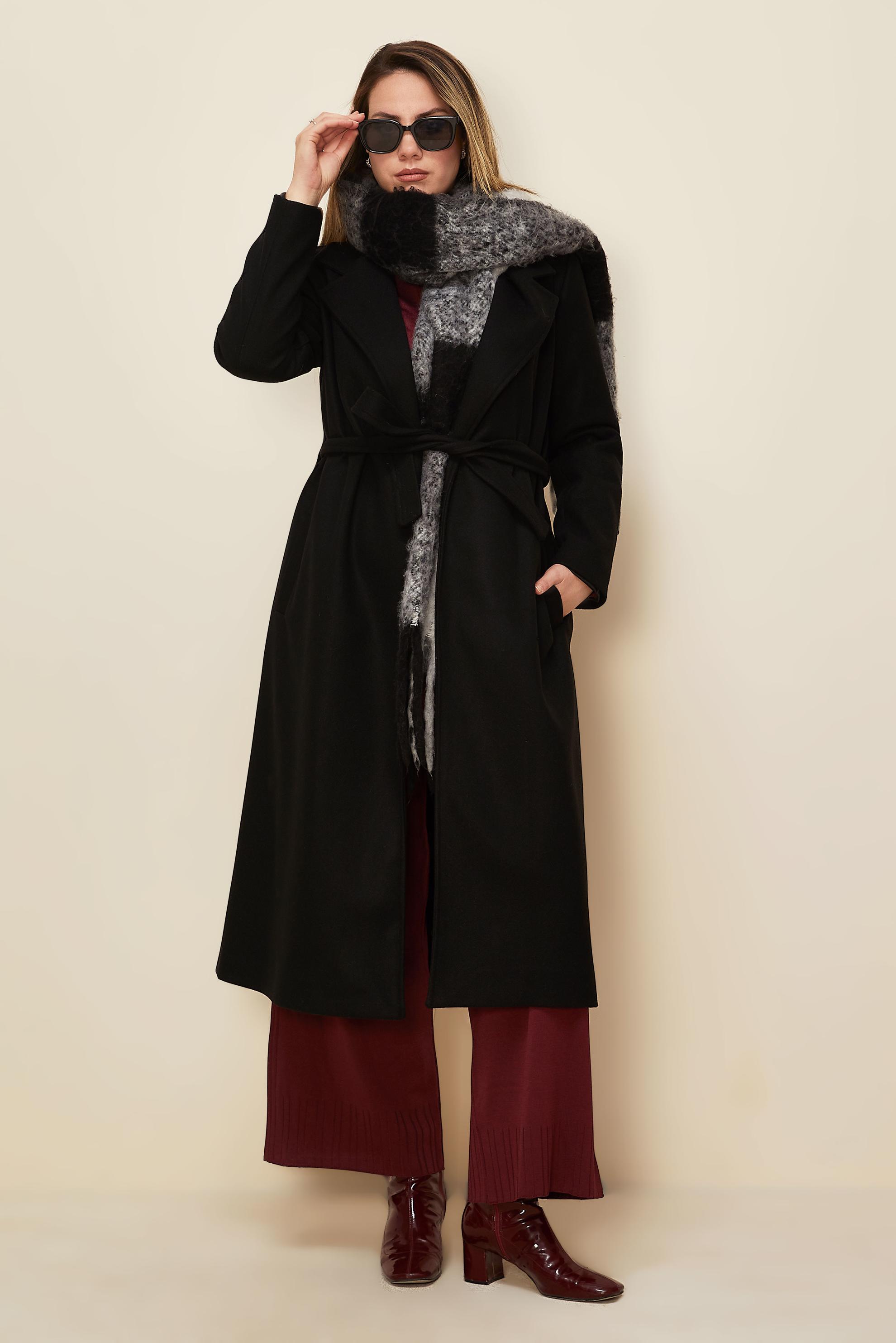 Vêtements hijab NOIR MANTEAU CACHE CEINTURE 90643