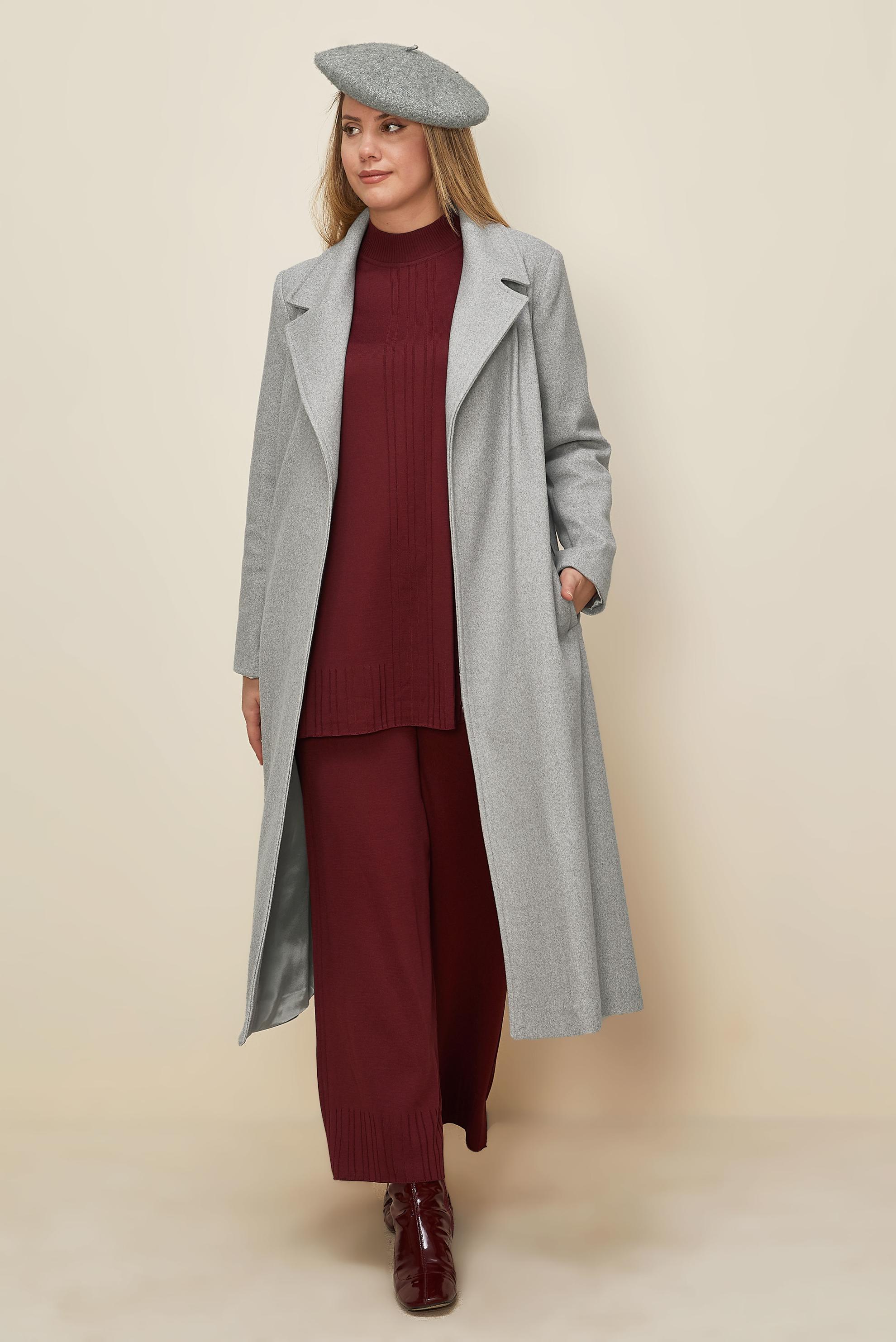 Vêtements hijab GRIS MANTEAU CACHE CEINTURE 90643