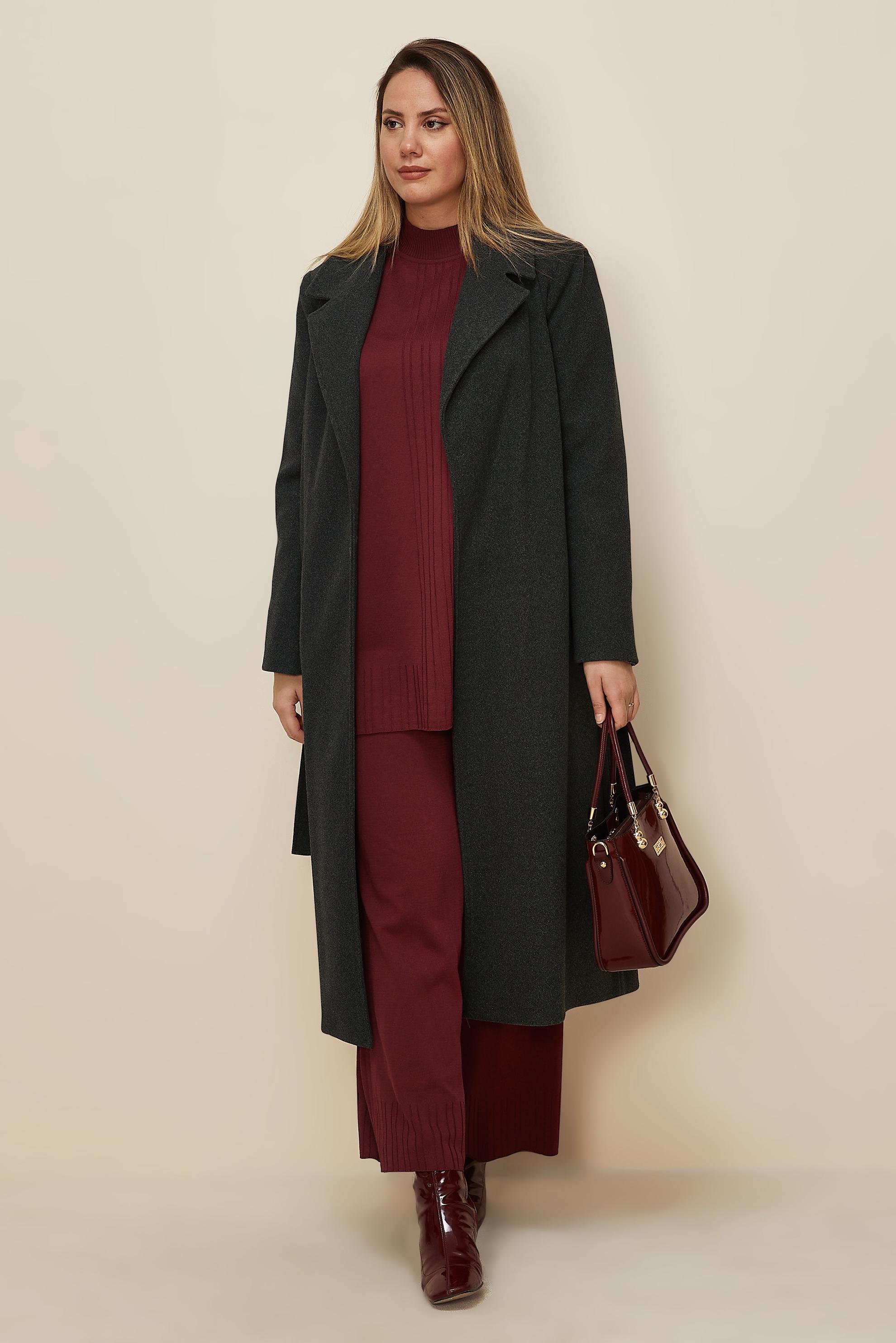 Vêtements hijab GRIS MANTEAU CACHE CEINTURE 90643