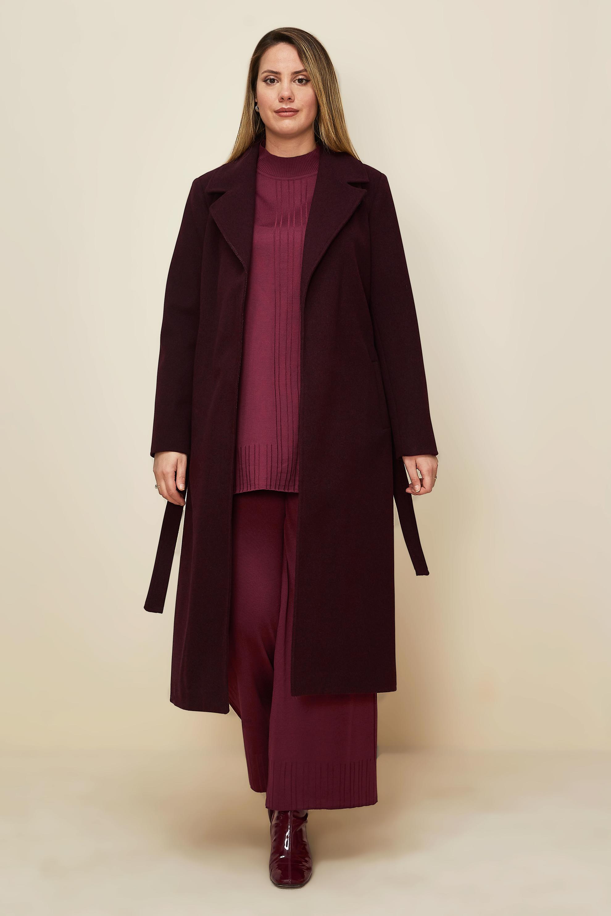 Vêtements hijab ROUGE BORDEAUX MANTEAU CACHE CEINTURE 90643