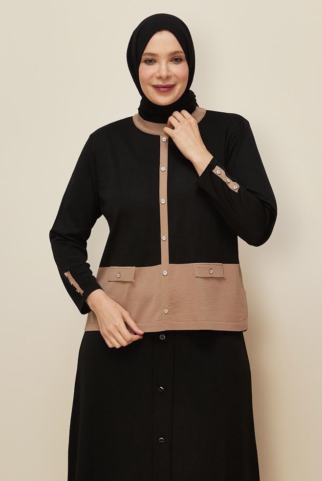 Vêtements hijab NOIR PULL EN MAILLE GRANDE TAILLE 20850 - ALVİNA