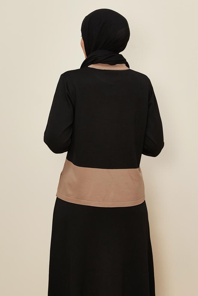 Vêtements hijab NOIR PULL EN MAILLE GRANDE TAILLE 20850 - ALVİNA