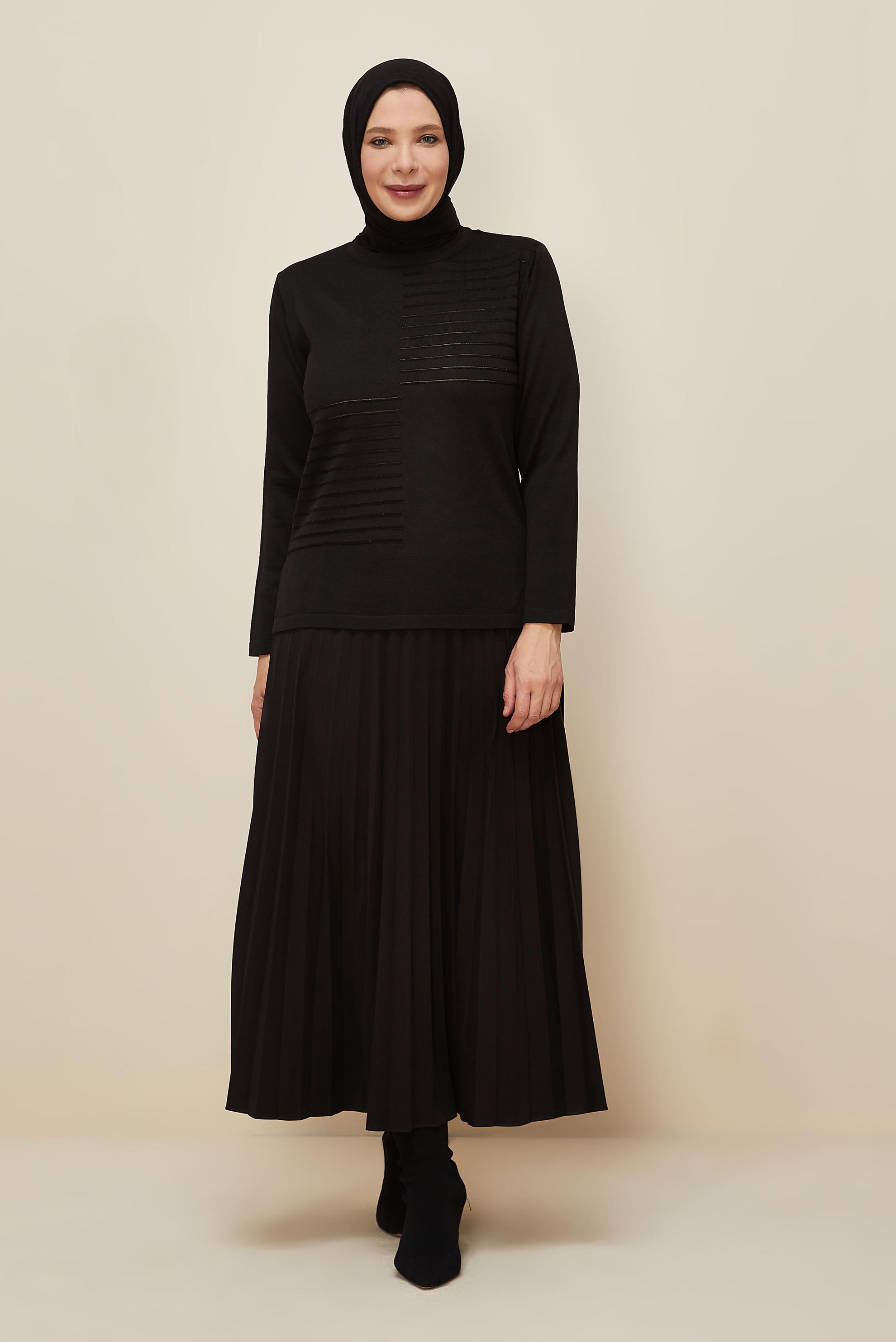 Vêtements hijab NOIR PULL EN MAILLE GRANDE TAILLE 20852