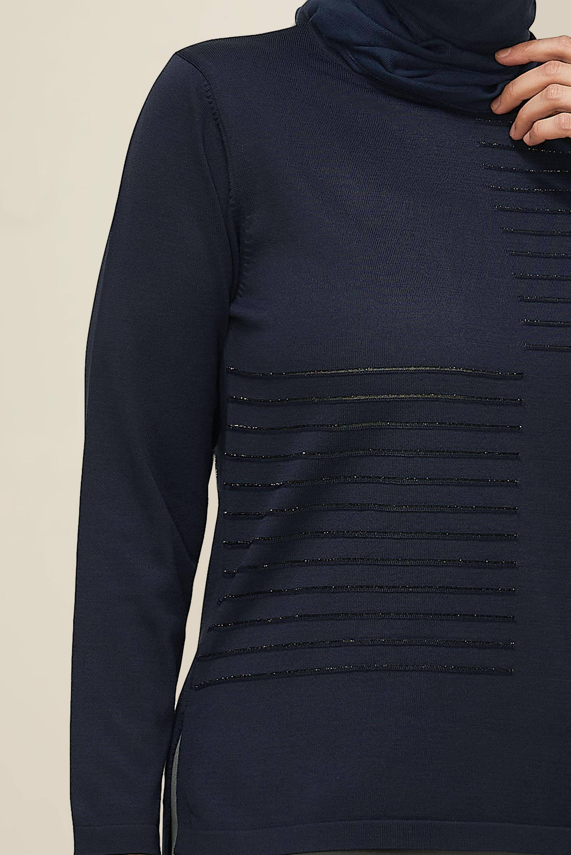 Vêtements hijab BLEU MARINE PULL EN MAILLE GRANDE TAILLE 20852