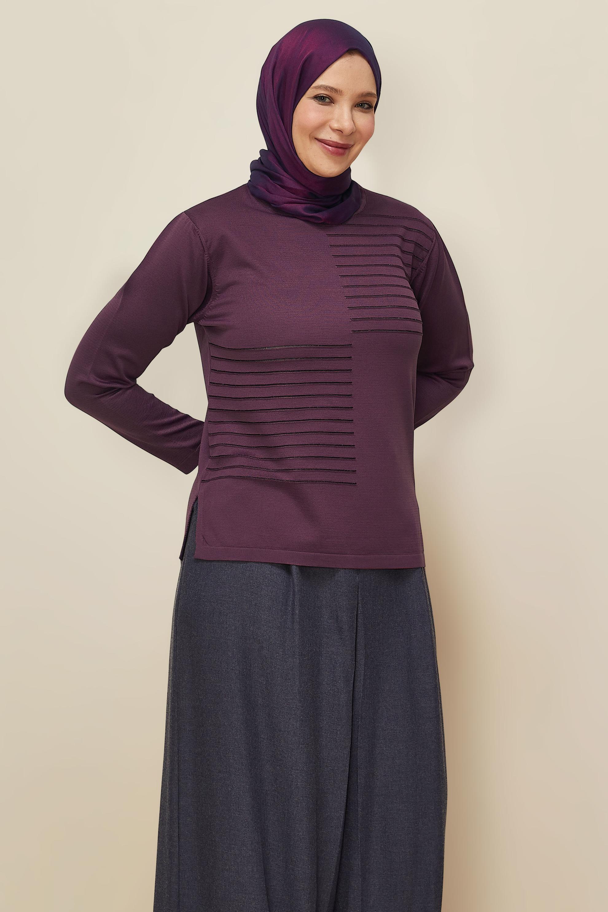 Vêtements hijab PRUNE PULL EN MAILLE GRANDE TAILLE 20852