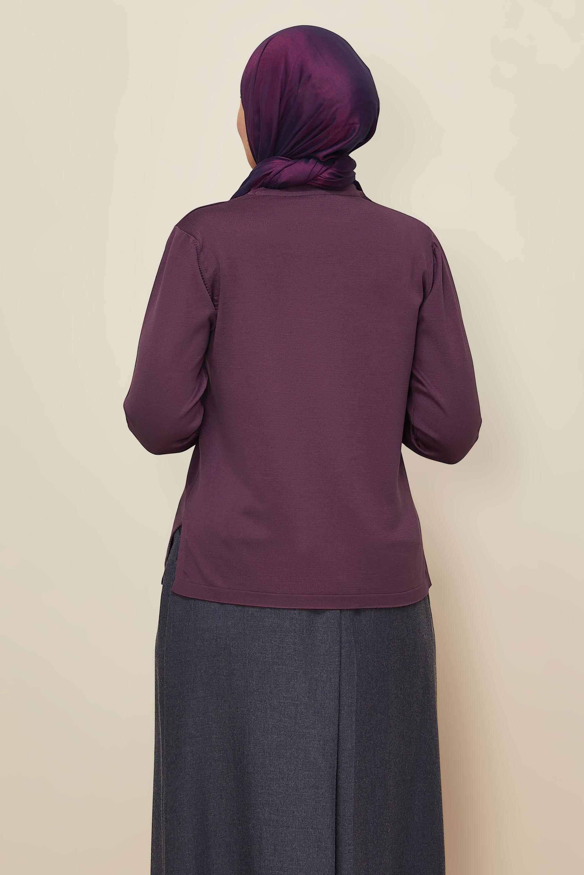 Vêtements hijab PRUNE PULL EN MAILLE GRANDE TAILLE 20852