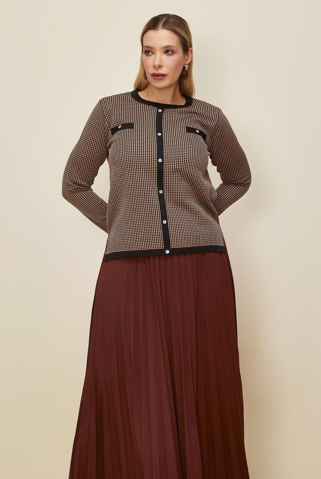 Vêtements hijab NOIR PULL EN MAILLE GRANDE TAILLE 20853 - ALVİNA