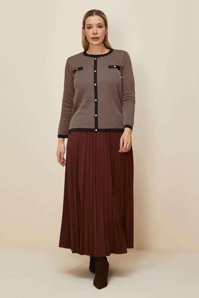 Vêtements hijab NOIR PULL EN MAILLE GRANDE TAILLE 20853 - ALVİNA