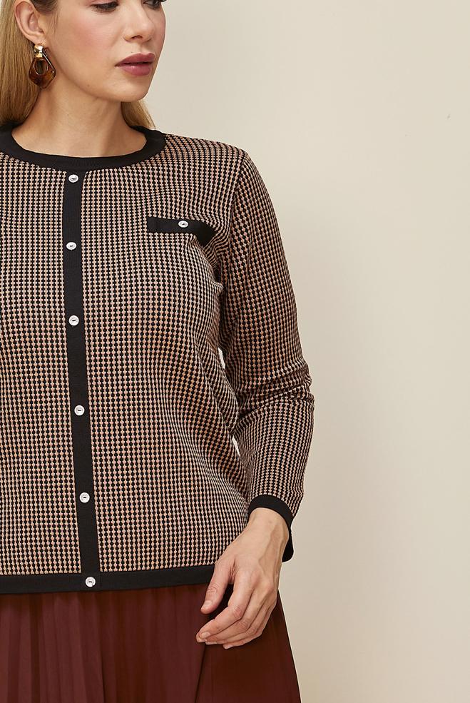 Vêtements hijab NOIR PULL EN MAILLE GRANDE TAILLE 20853 - ALVİNA