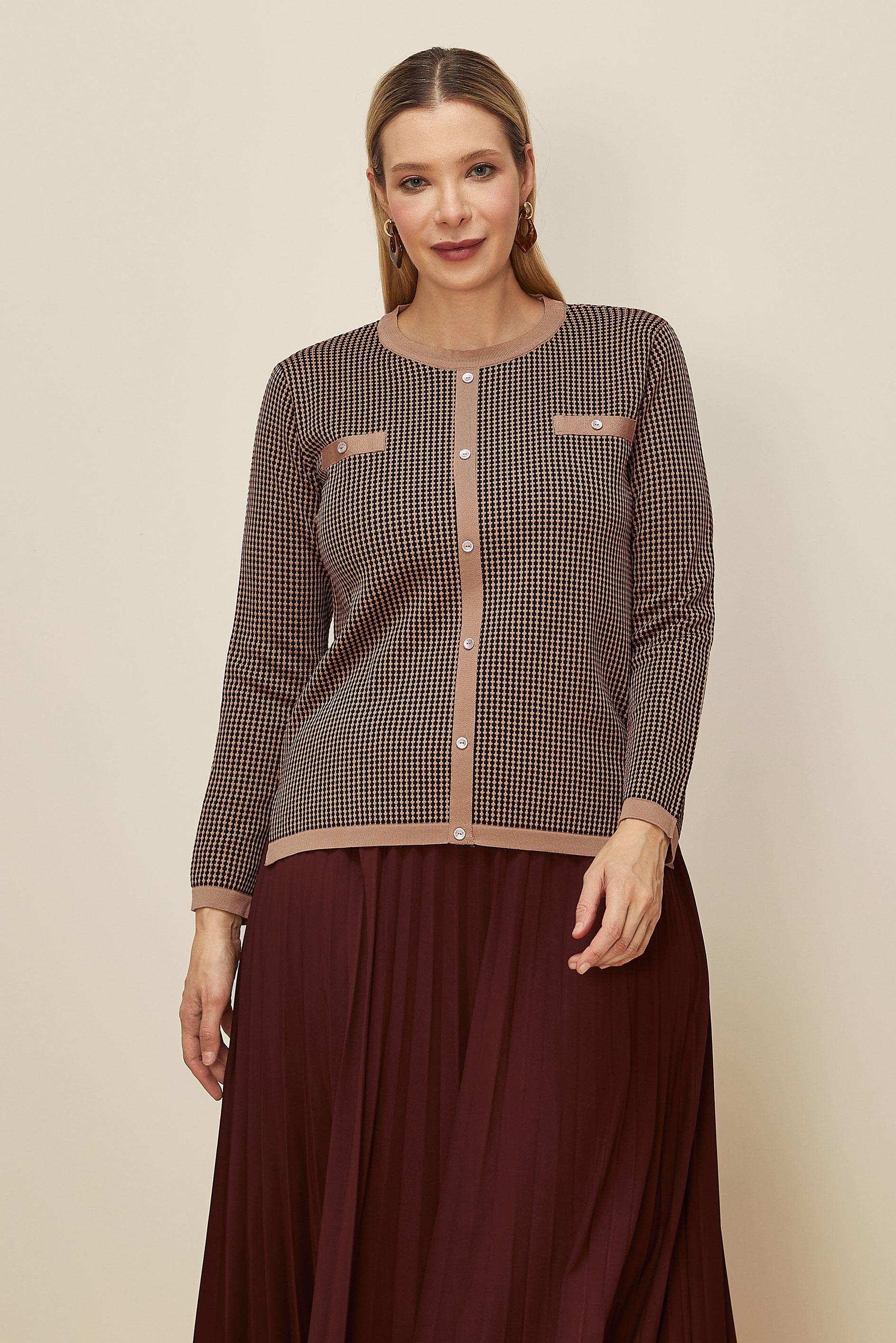 Vêtements hijab BRUN PULL EN MAILLE GRANDE TAILLE 20853