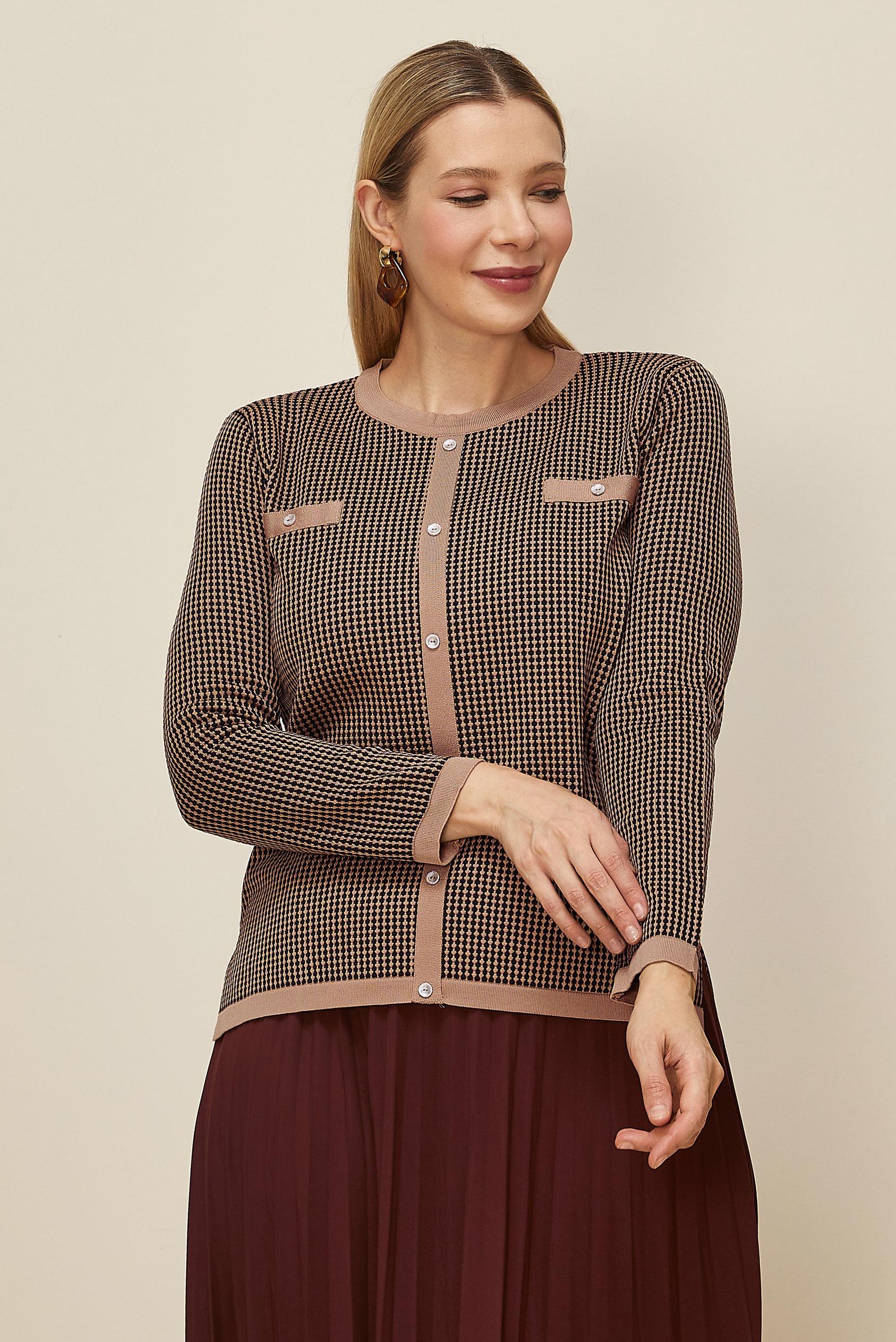 Vêtements hijab BRUN PULL EN MAILLE GRANDE TAILLE 20853