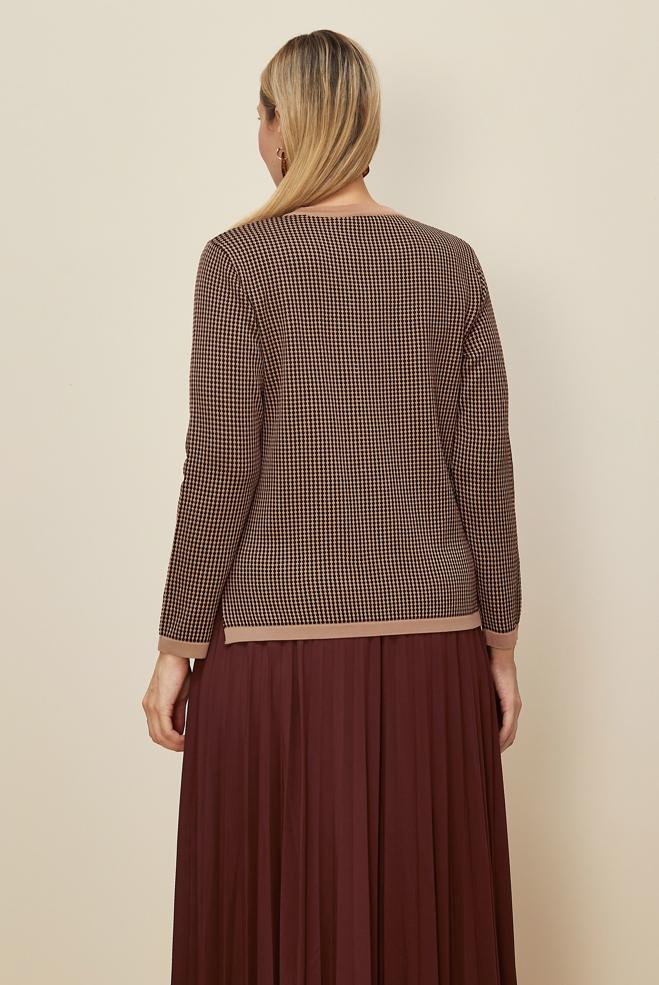 Vêtements hijab BRUN PULL EN MAILLE GRANDE TAILLE 20853 - ALVİNA