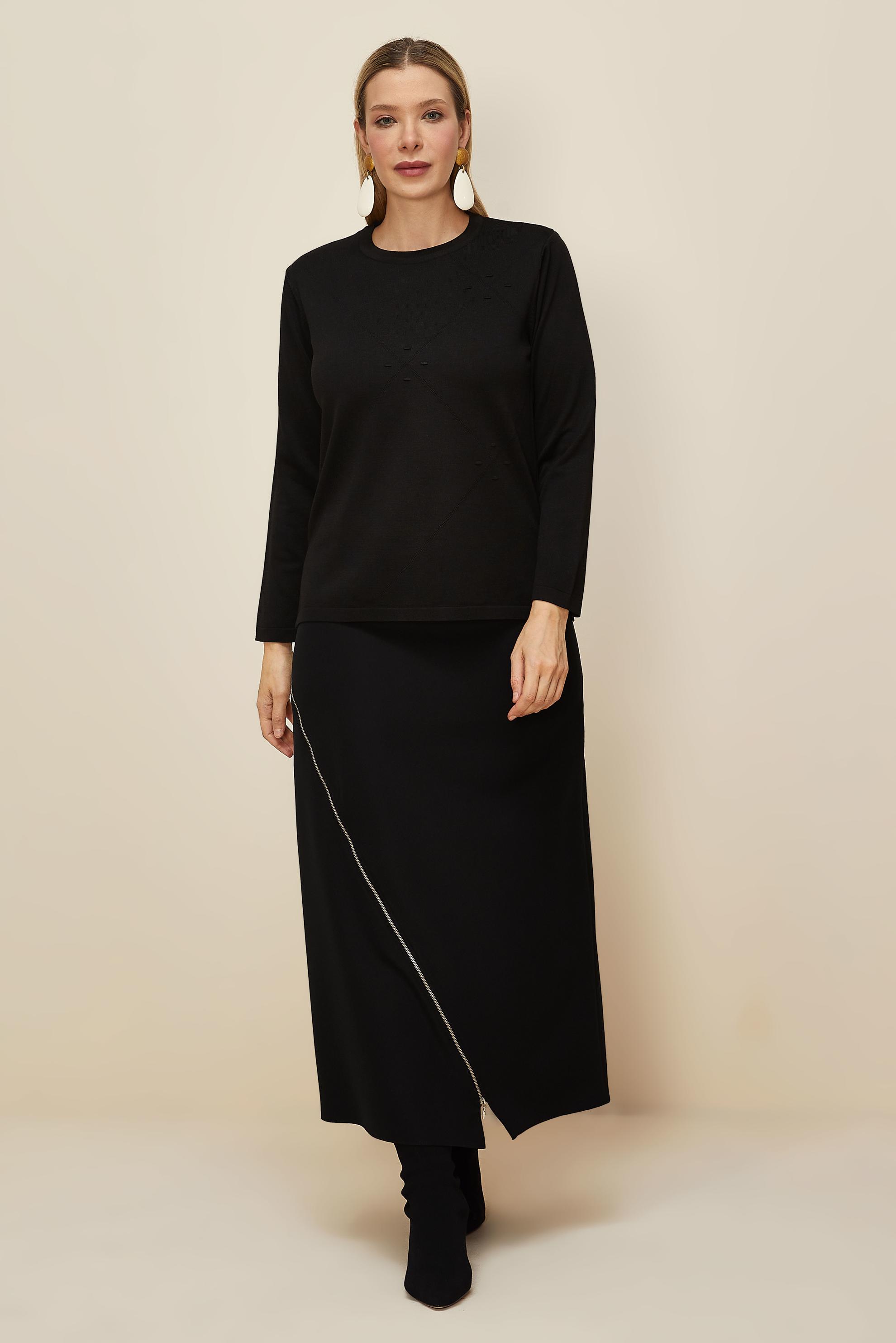 Vêtements hijab NOIR PULL EN MAILLE GRANDE TAILLE 20854