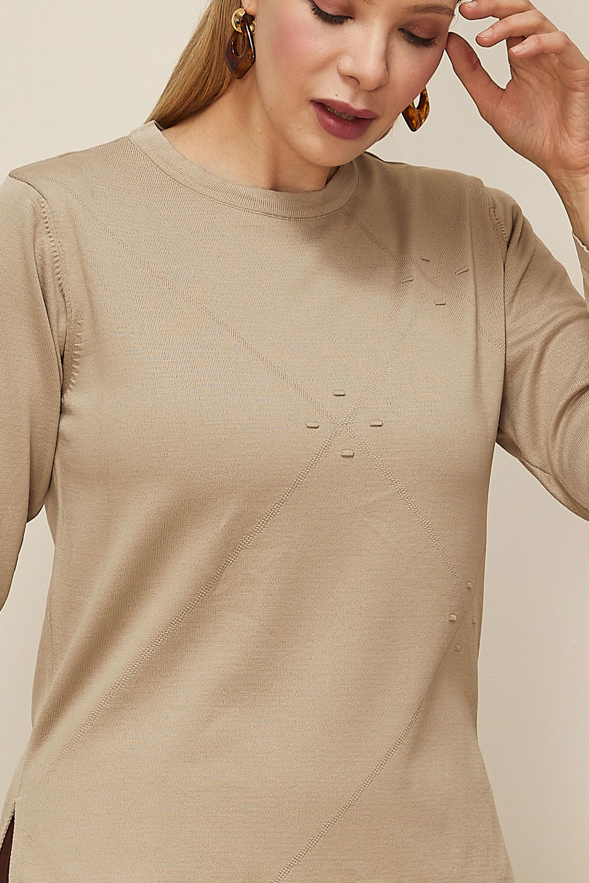 Vêtements hijab BEIGE PULL EN MAILLE GRANDE TAILLE 20854