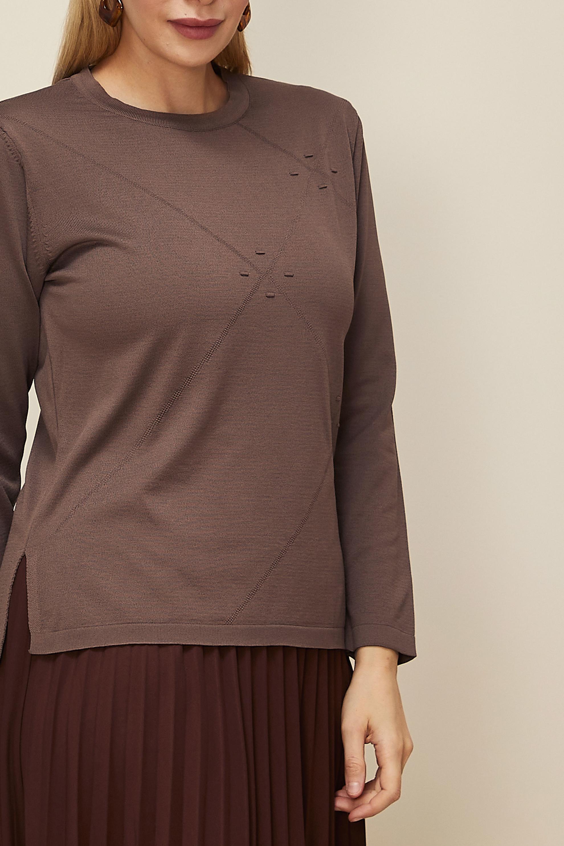 Vêtements hijab BRUN PULL EN MAILLE GRANDE TAILLE 20854