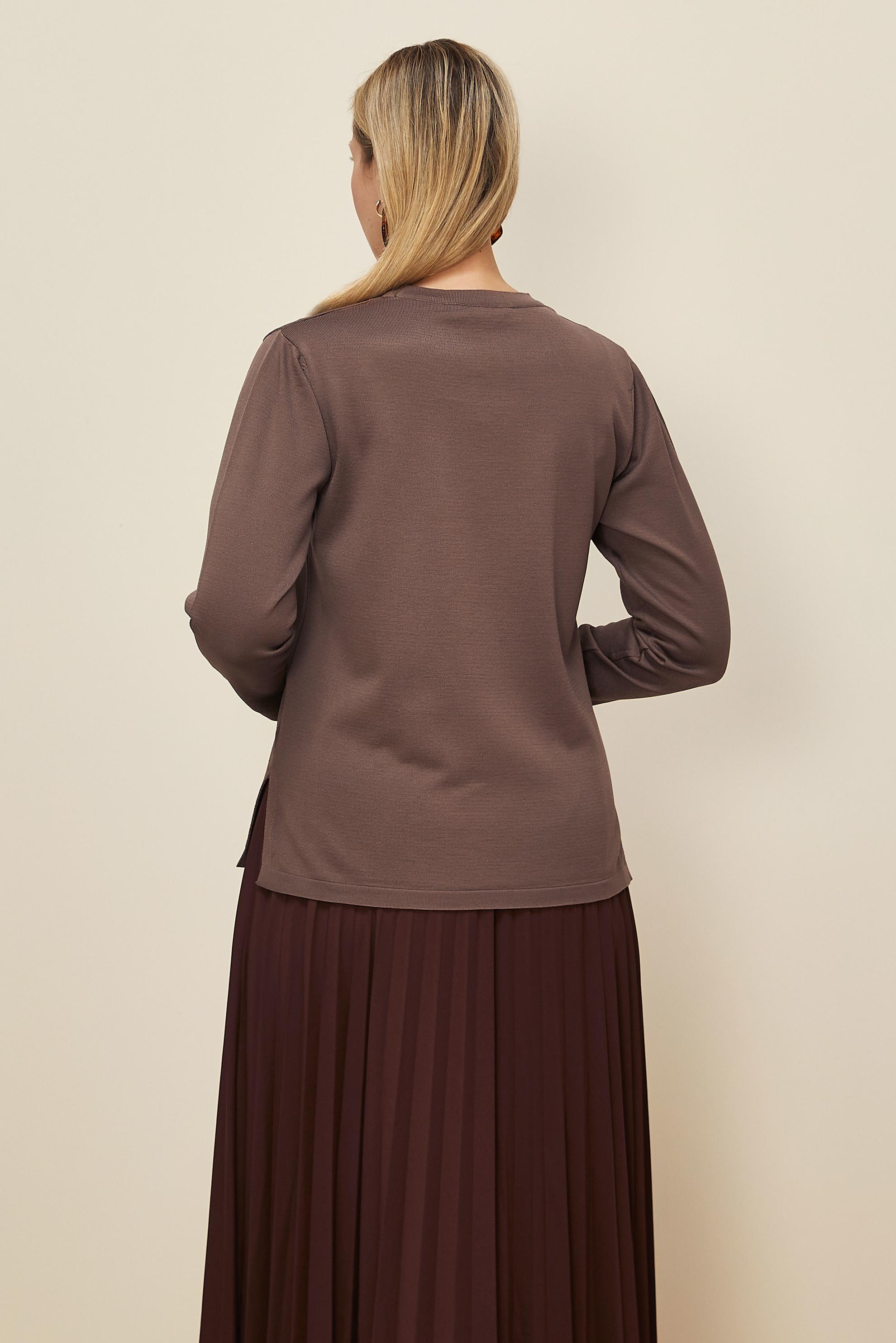 Vêtements hijab BRUN PULL EN MAILLE GRANDE TAILLE 20854