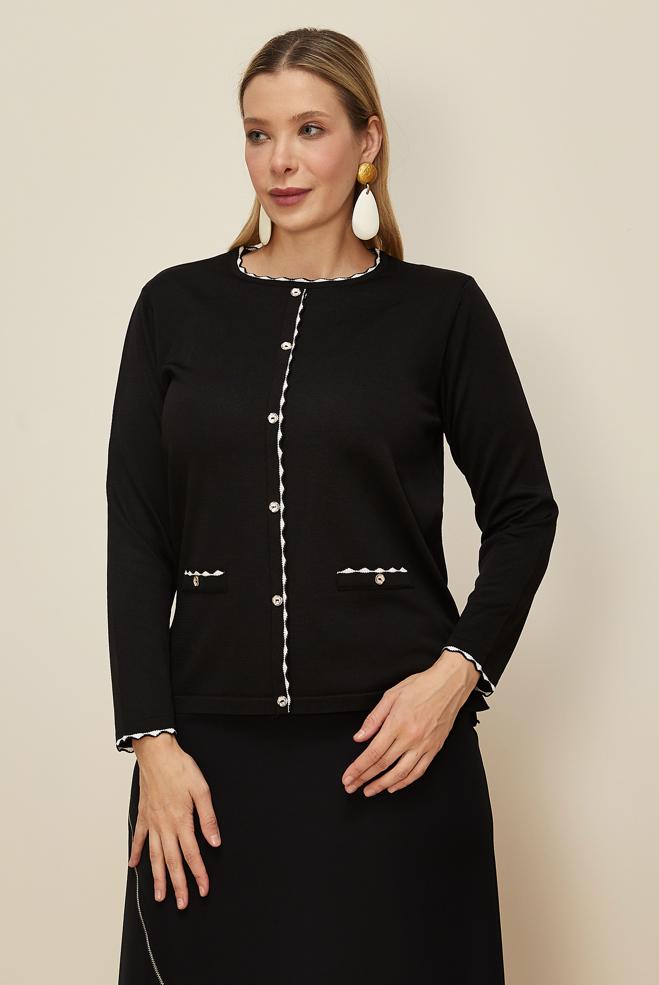 Vêtements hijab NOIR PULL EN MAILLE GRANDE TAILLE 20855 - ALVİNA