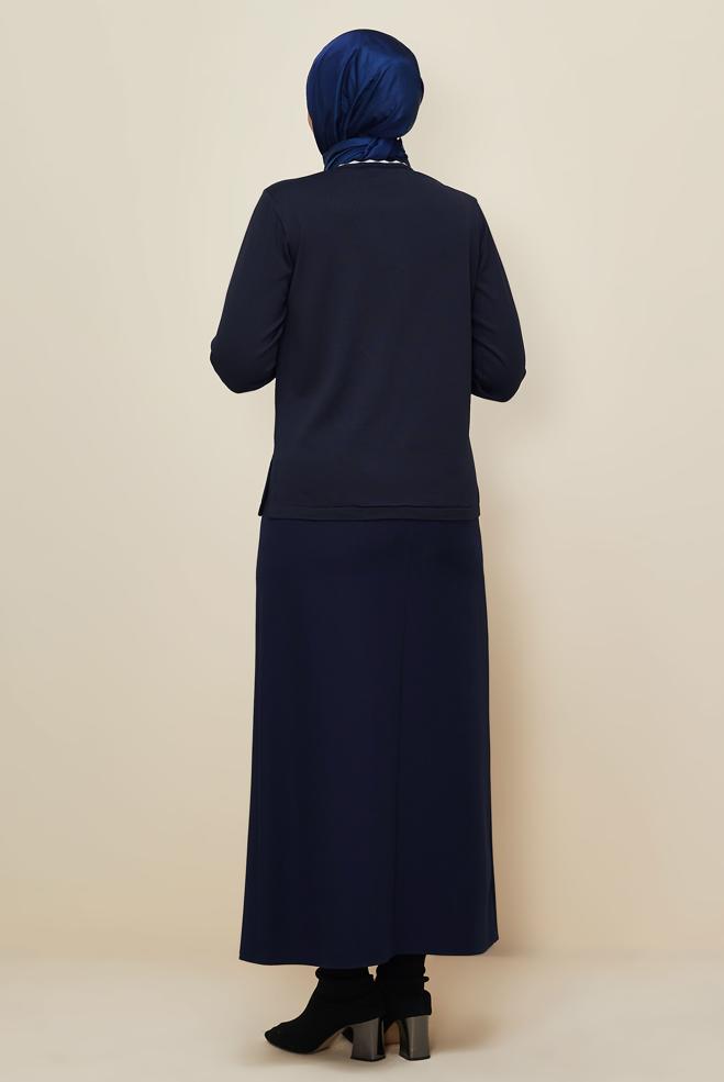 Vêtements hijab BLEU MARINE PULL EN MAILLE GRANDE TAILLE 20855 - ALVİNA