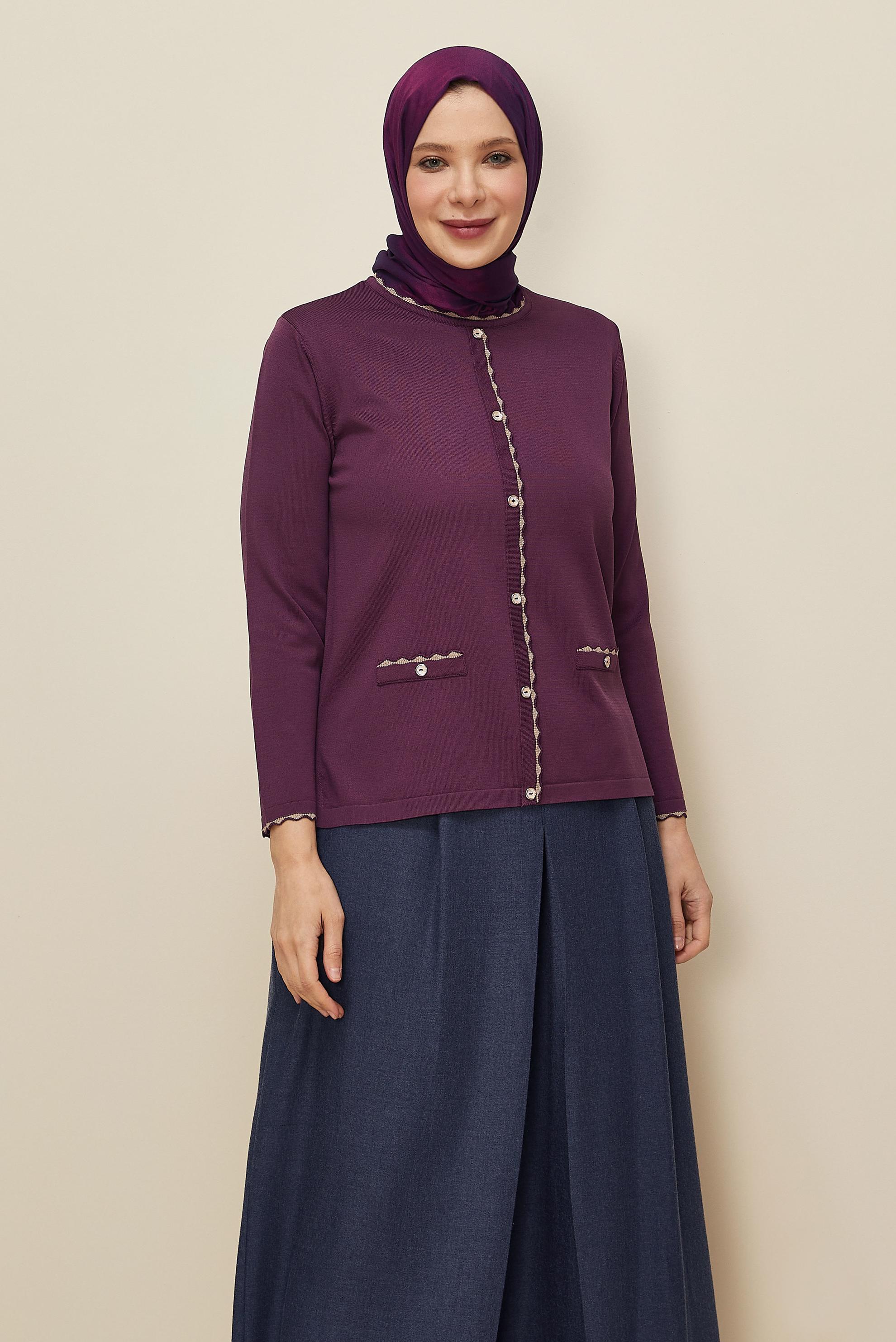 Vêtements hijab PRUNE PULL EN MAILLE GRANDE TAILLE 20855