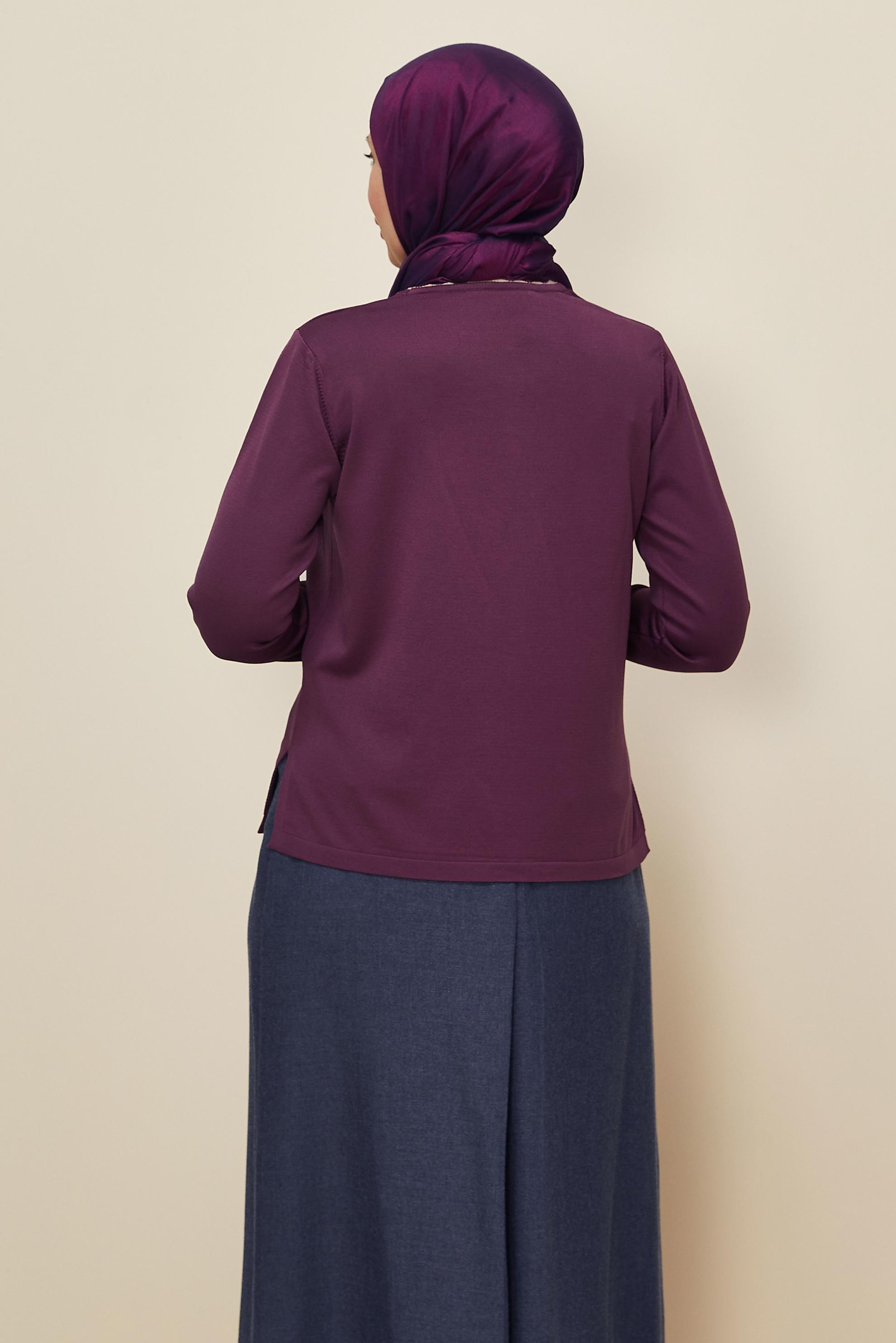 Vêtements hijab PRUNE PULL EN MAILLE GRANDE TAILLE 20855