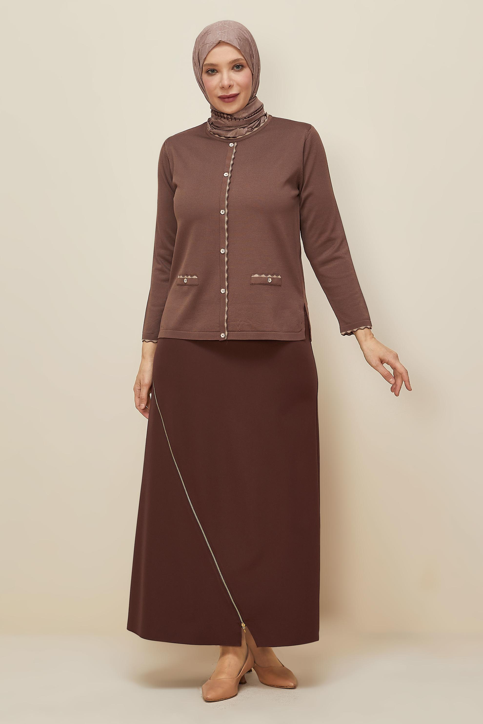 Vêtements hijab BRUN PULL EN MAILLE GRANDE TAILLE 20855