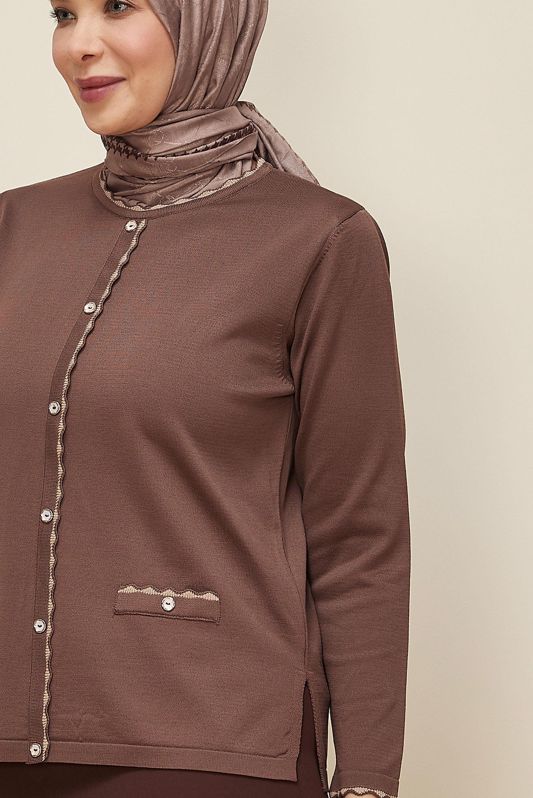 Vêtements hijab BRUN PULL EN MAILLE GRANDE TAILLE 20855
