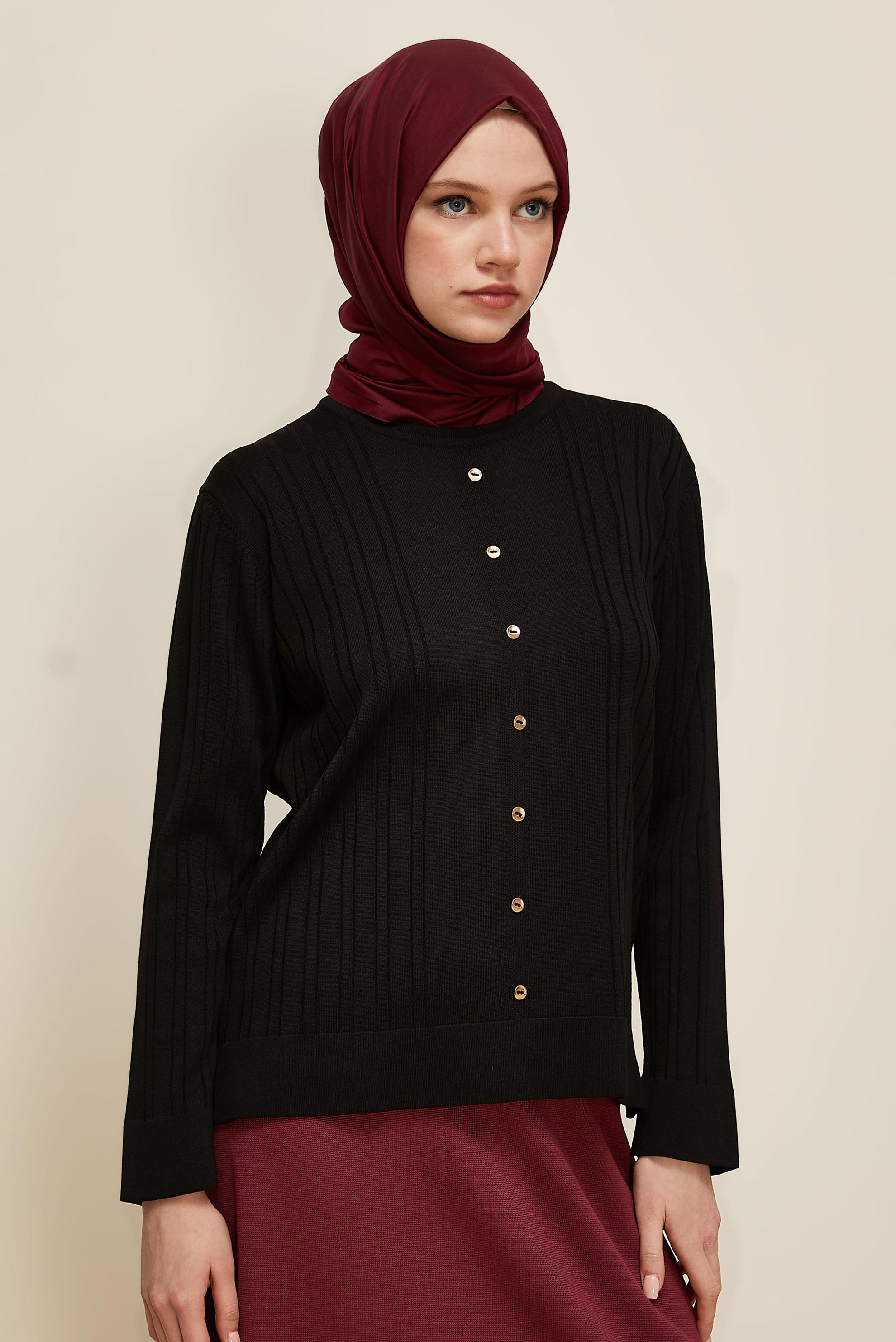 Hijab clothing BLACK KNITWEAR SWEATER 45877