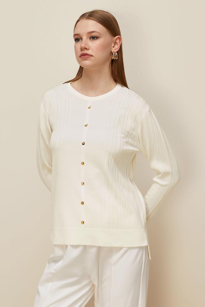 Hijab clothing WHITE KNITWEAR SWEATER 45877 - ALVİNA