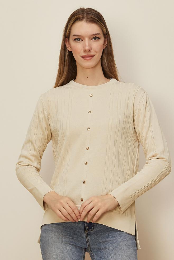 Hijab clothing BEIGE KNITWEAR SWEATER 45877 - ALVİNA